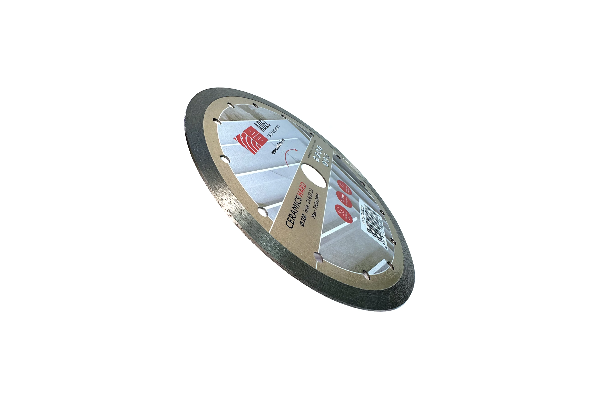 Диск алмазный сплошной Adel Instrument Hard Ceramics Ø200x1,7x8x25,4/22,23 мм AI-1503112522