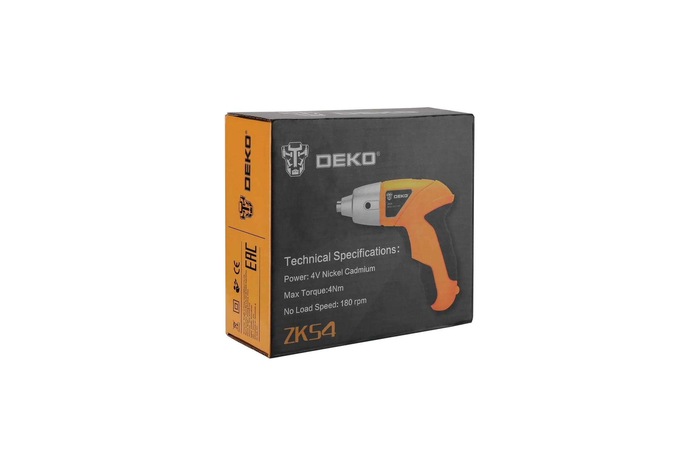 Аккумуляторная отвертка DEKO ZKS4, 4В, 0.6 Ач, з/у с набором оснастки 10 шт, 4 Нм 063-4113