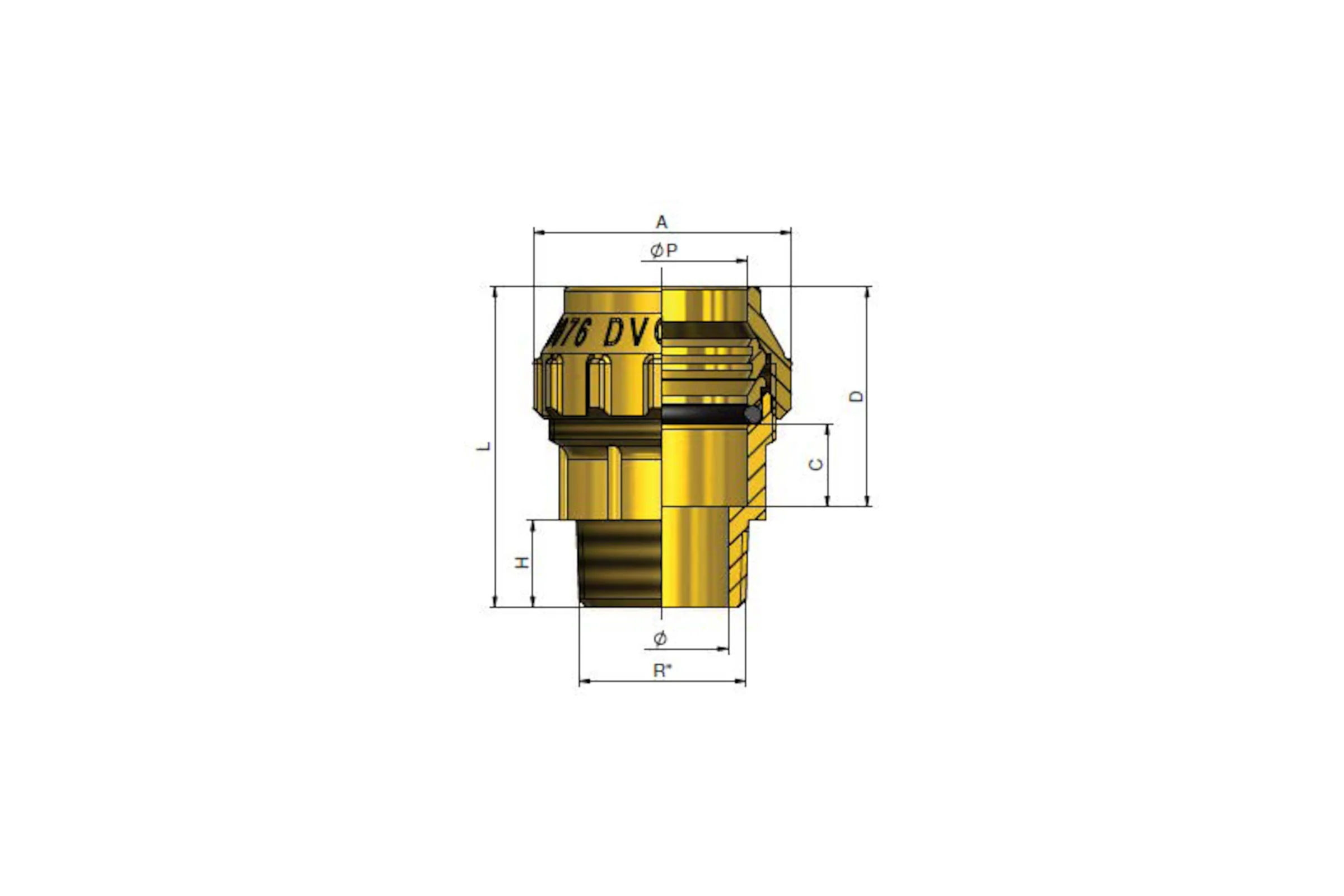 Соединитель с наружной резьбой для труб ПНД 3/4" x 32 3400065