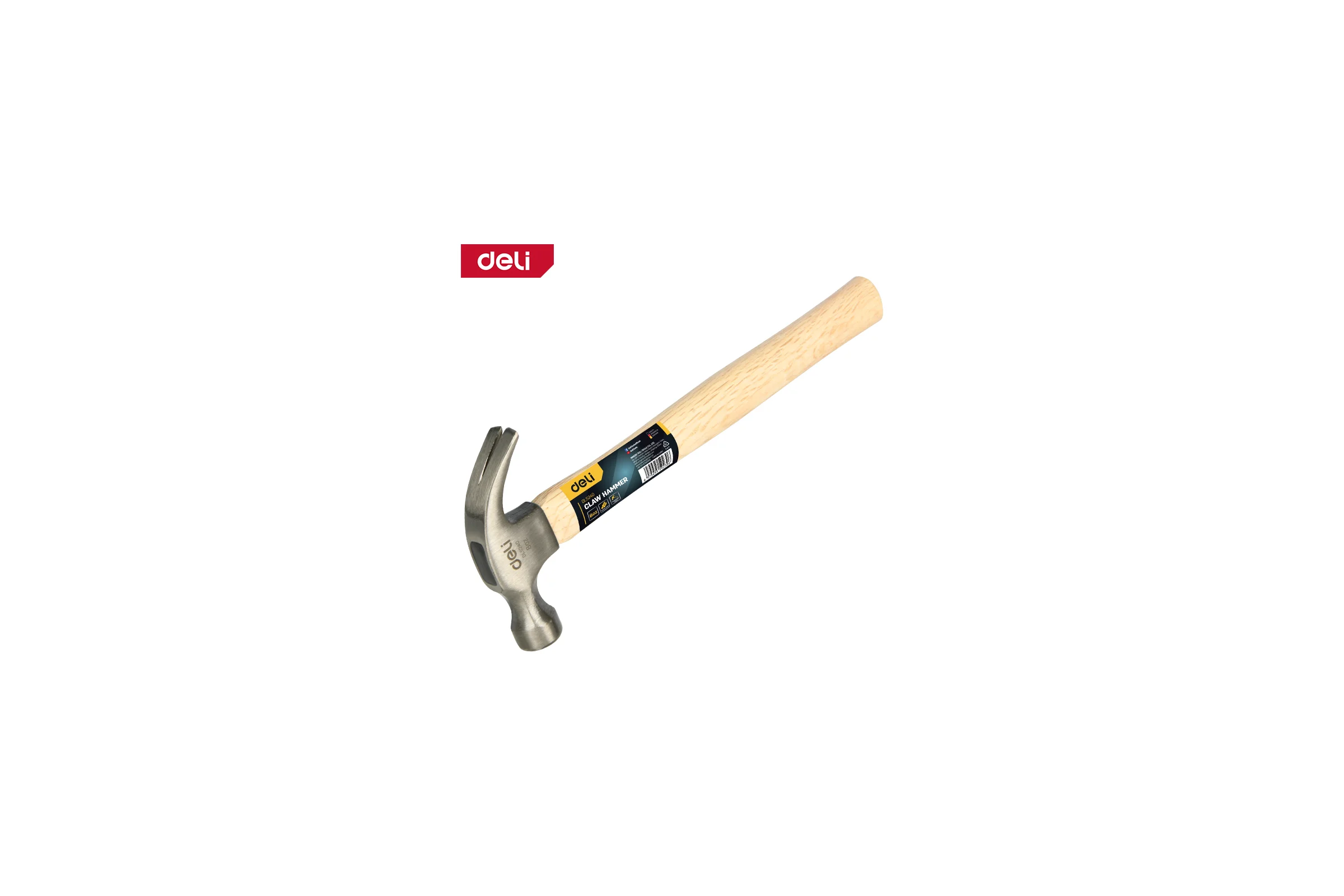 Молоток-гвоздодер DELI DL5240 250гр, деревянная рукоять 168209