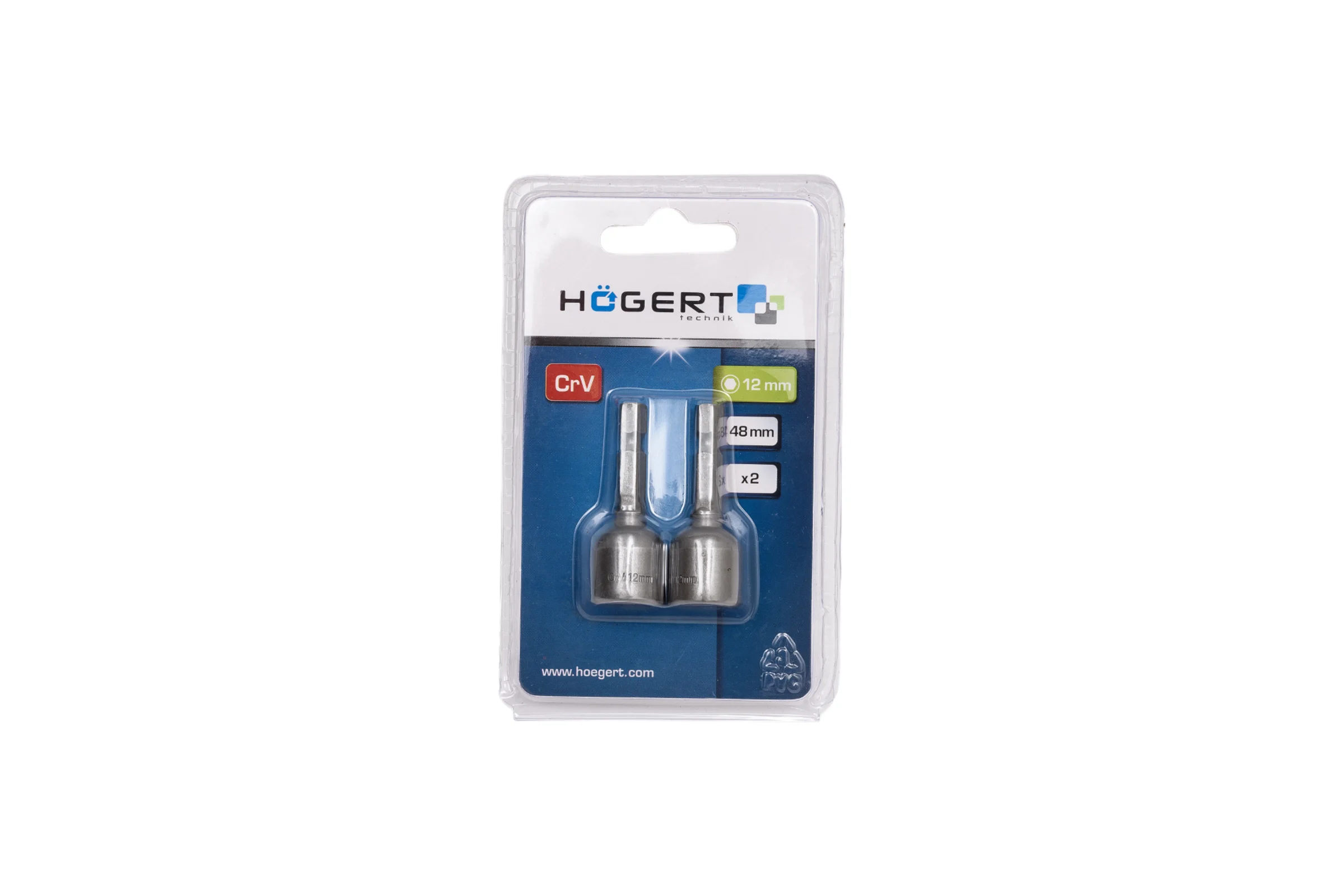 Насадка торцевая с магнитом (2 шт; 12 мм; 1/4"; CrV) HOEGERT TECHNIK HT1S459
