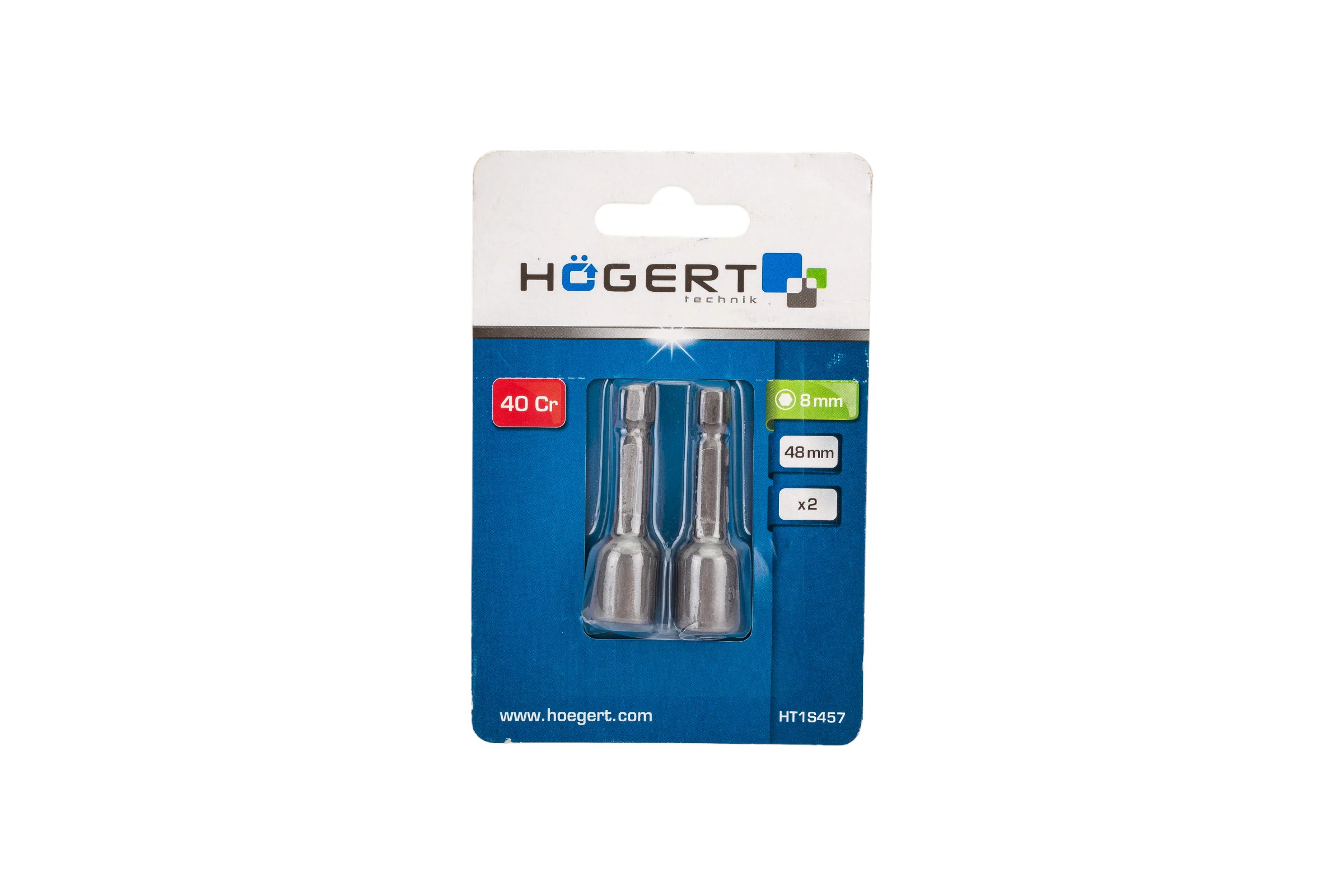 Насадка торцевая с магнитом (2 шт; 8 мм; 1/4"; CrV) HOEGERT TECHNIK HT1S457
