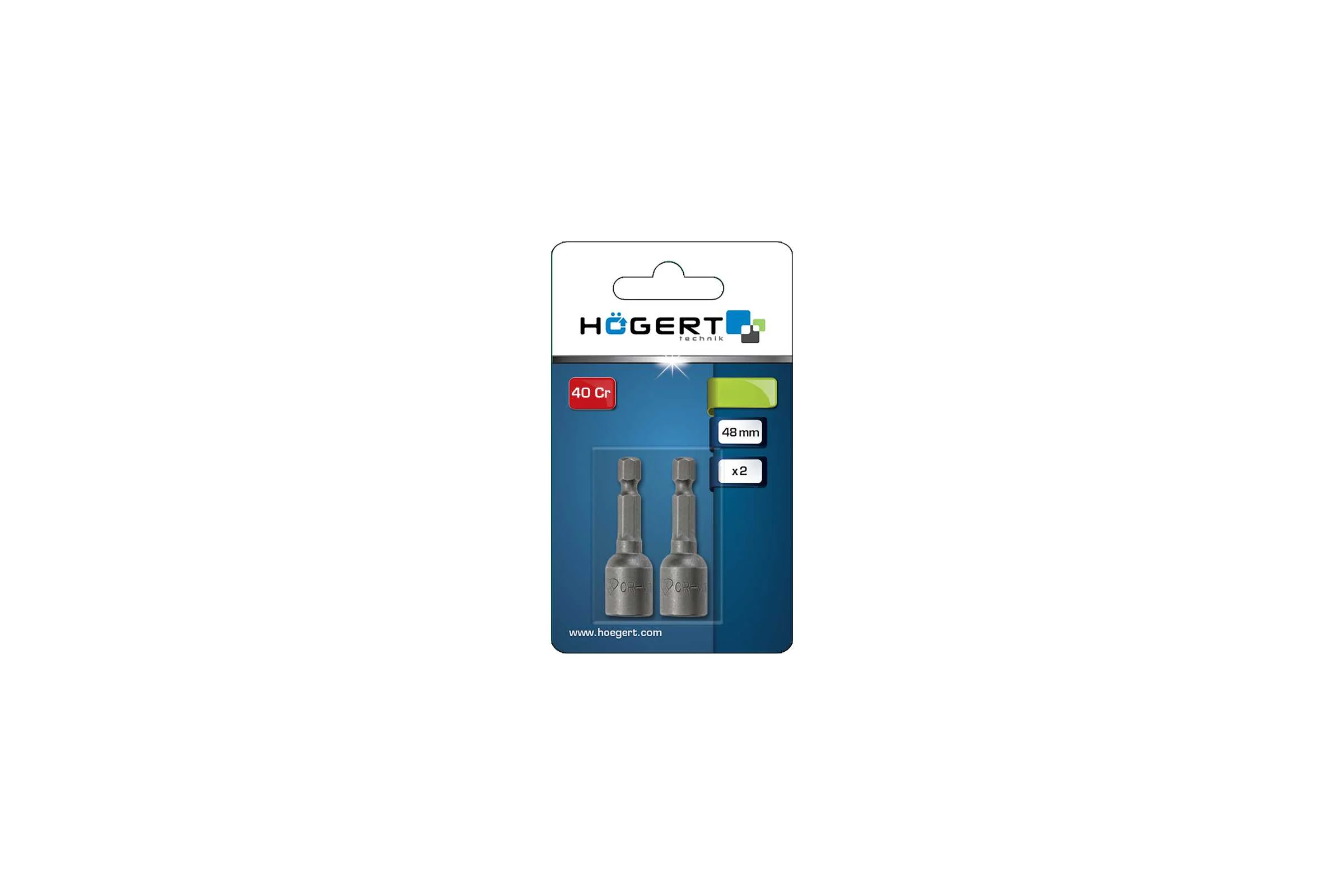 Насадка торцевая с магнитом (2 шт; 10 мм; 1/4"; CrV) HOEGERT TECHNIK HT1S458