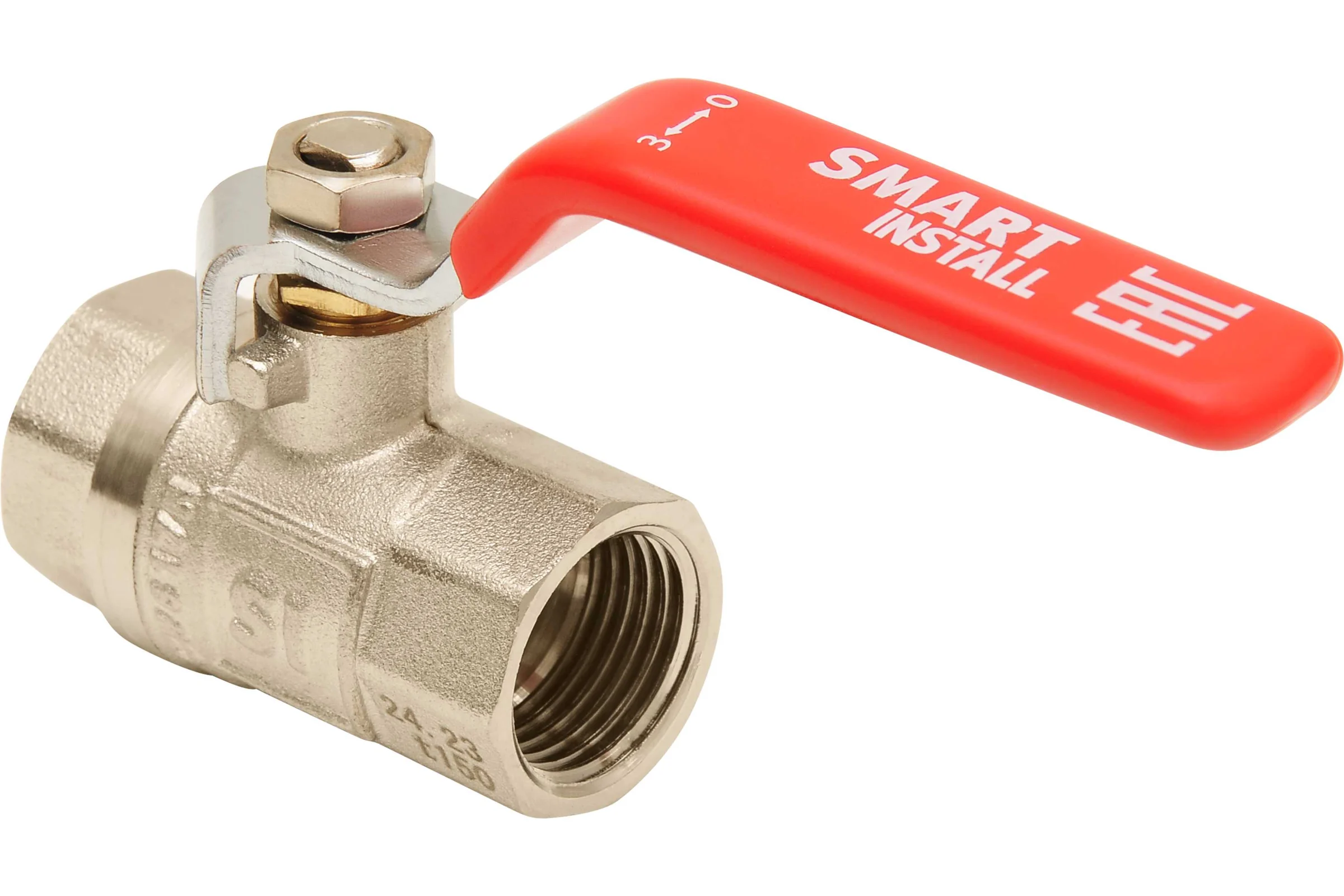 Кран шаровой Smart Install латунный ВР/ВР 1/2 рычаг красный, упак. 15 шт. 57101S