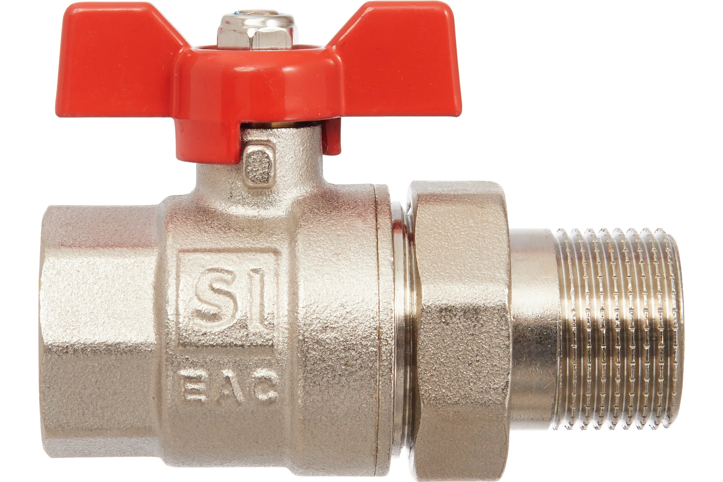 Кран шаровой Smart Install латунный ВР/НР 3/4 с американкой, бабочка, упак. 15 шт. 57152S