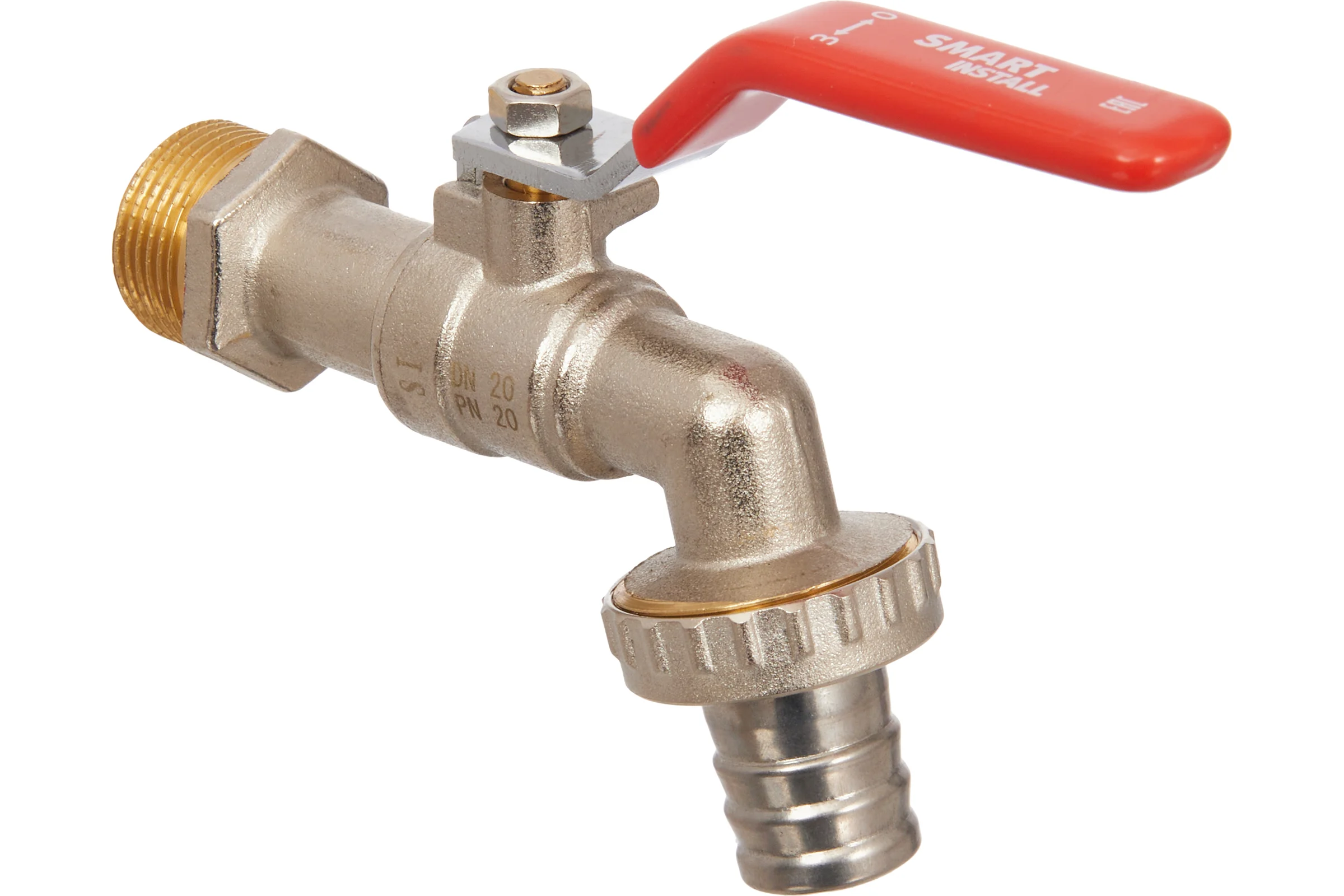 Кран шаровой водоразборный Smart Install латунный 3/4x1, упак. 7 шт. 57212S