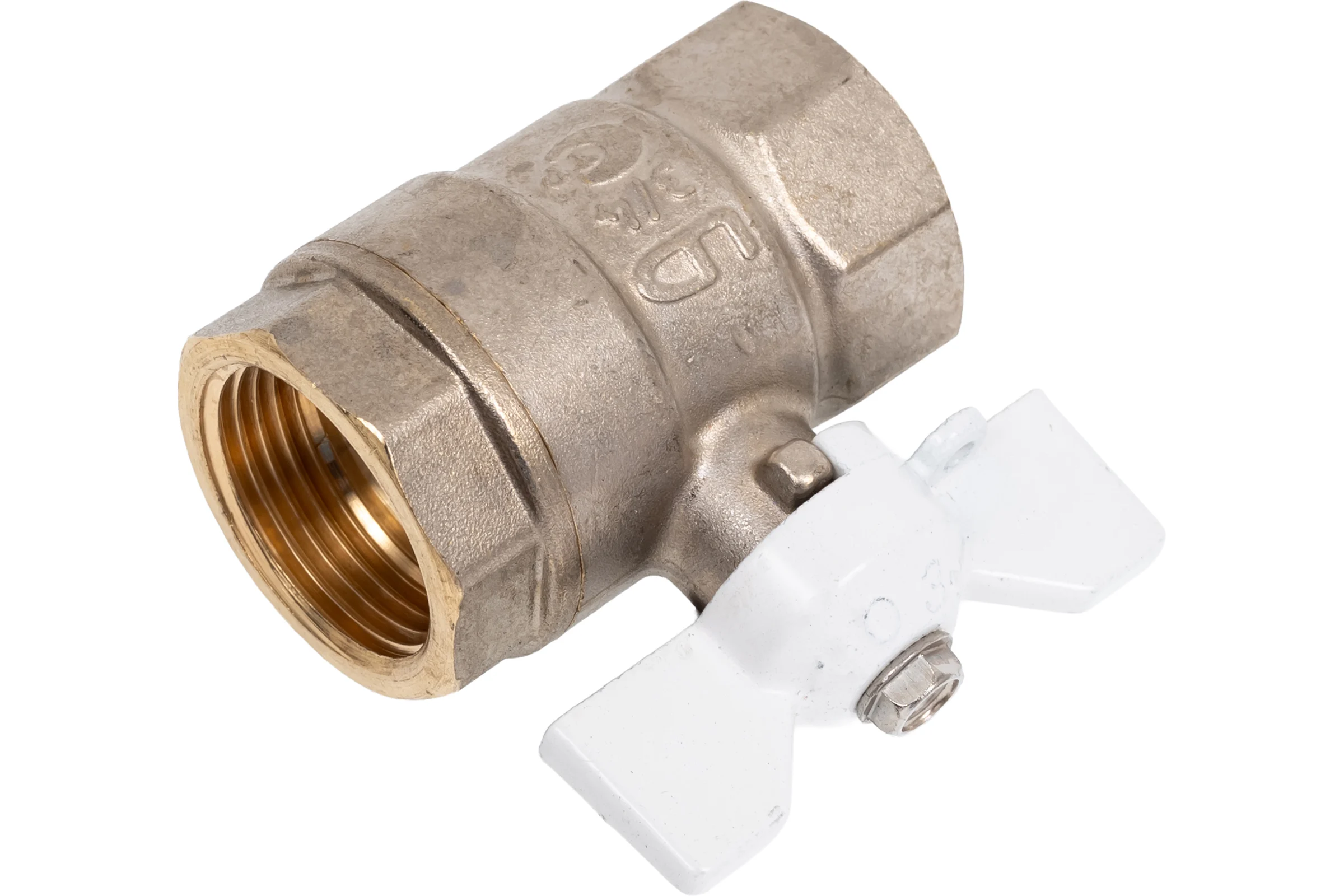 Кран шаровой латунный LD PRIDE 47.20.В-В.Б Ду 20 Ру 40 бабочка (white) с биркой LD 47.310.20 W
