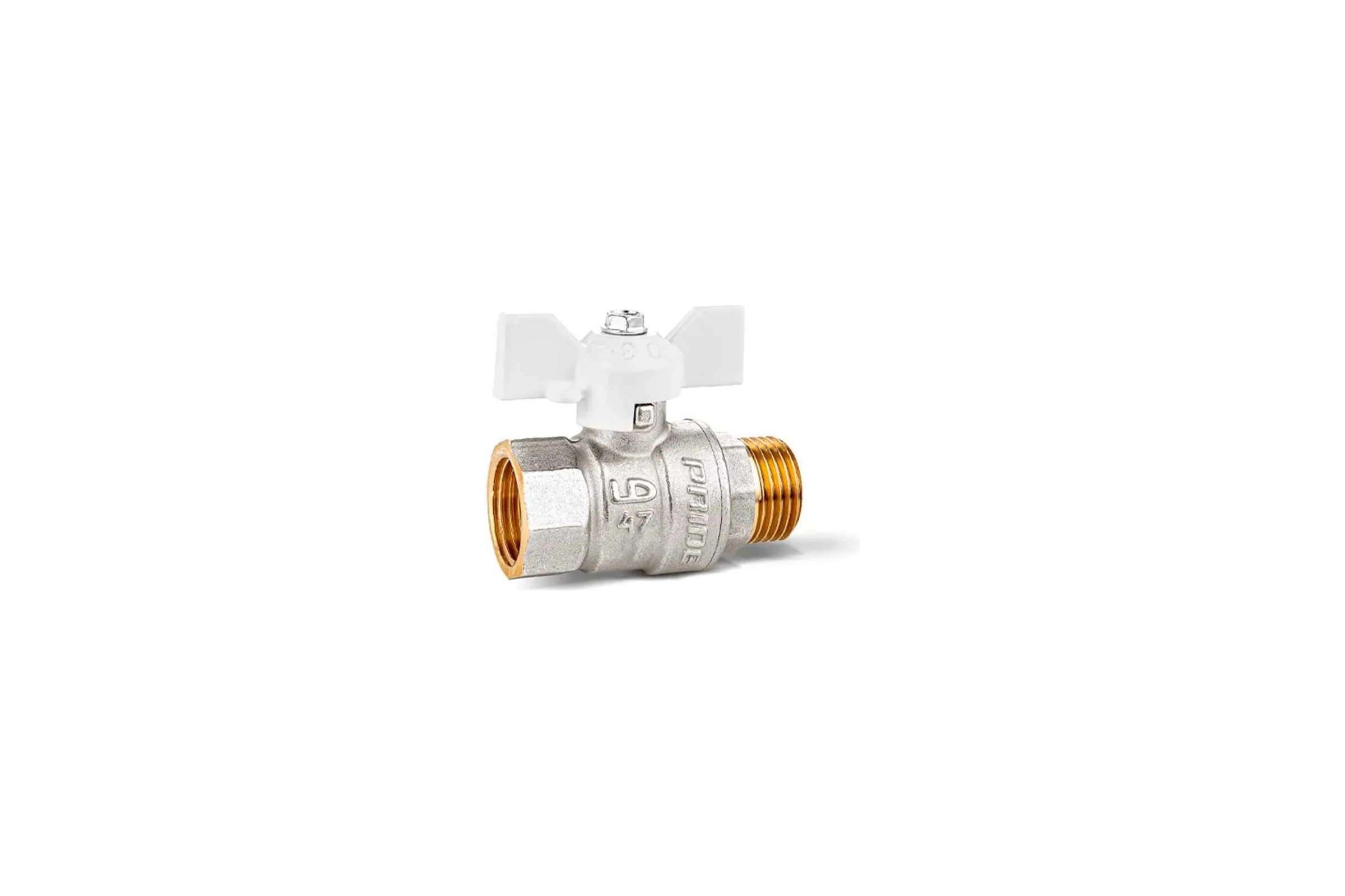 Кран шаровой латунный LD PRIDE 47.20.В-Н.Б Ду 20 Ру 40 бабочка (white) с биркой LD 47.312.20 W