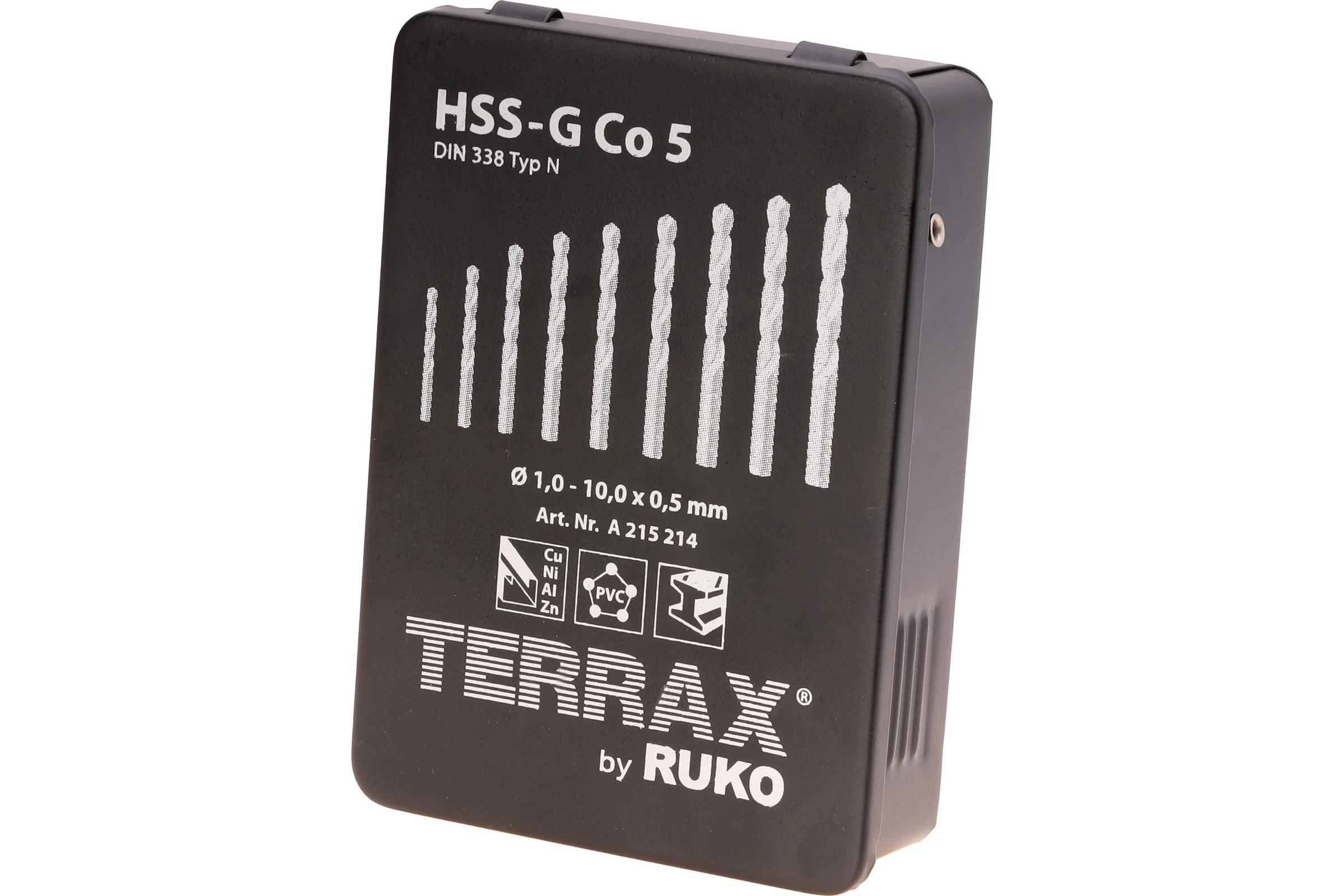 Набор сверл по металлу (19 шт; 1-10 мм; HSSE-Co5) Terrax by RUKO A215214