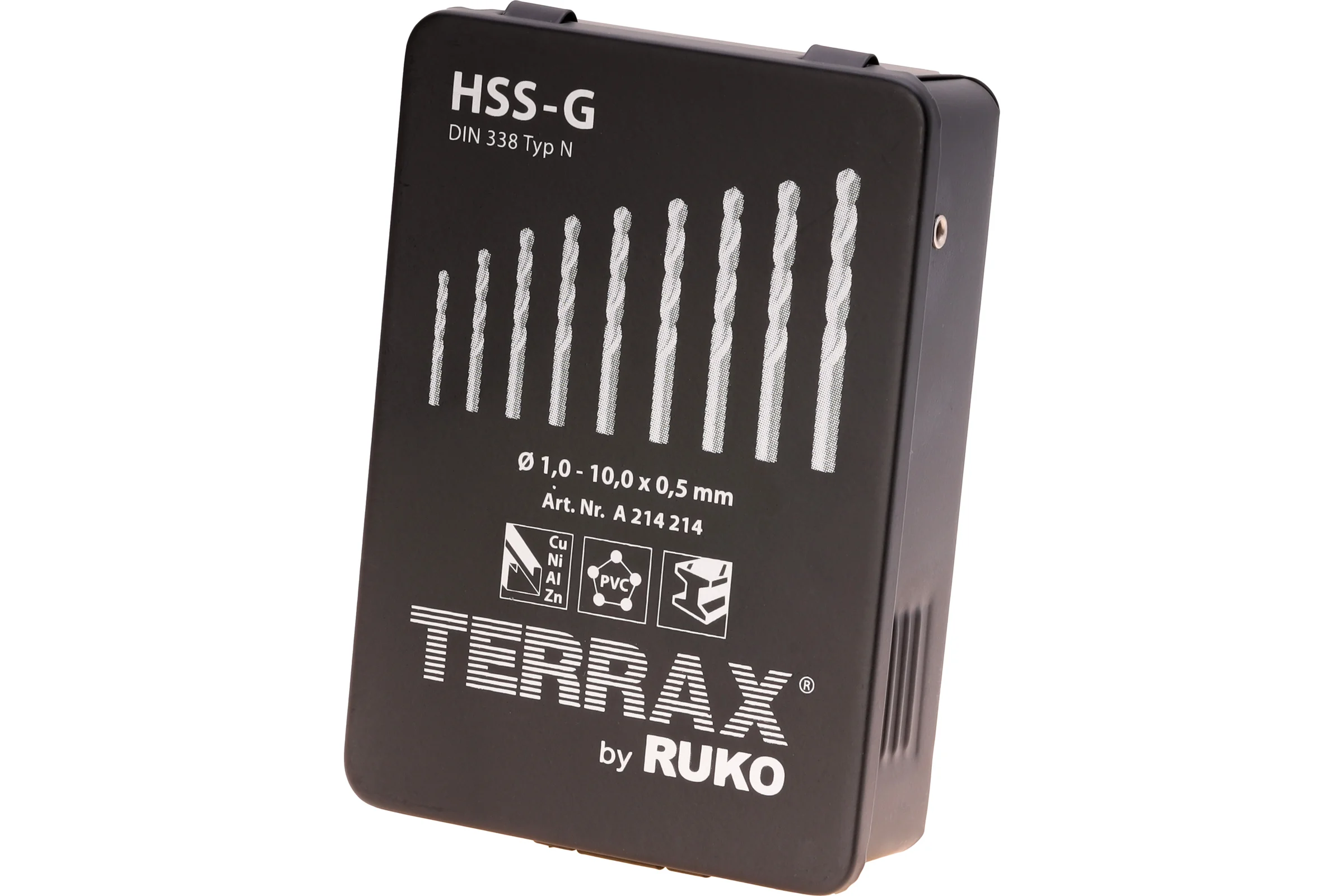 Набор сверл по металлу (19 шт; 1-10 мм; HSS-G) Terrax by RUKO A214214