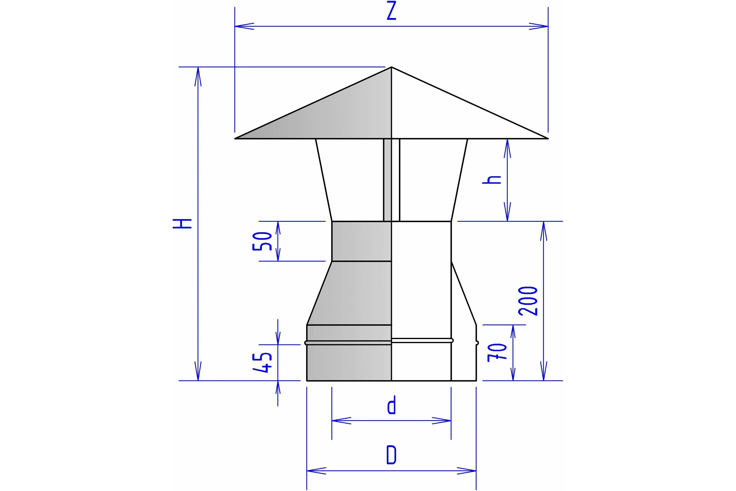 Зонт ФЕНИКС Дымоходы 2Z 115, 430 0.5, 200, 430 000050259