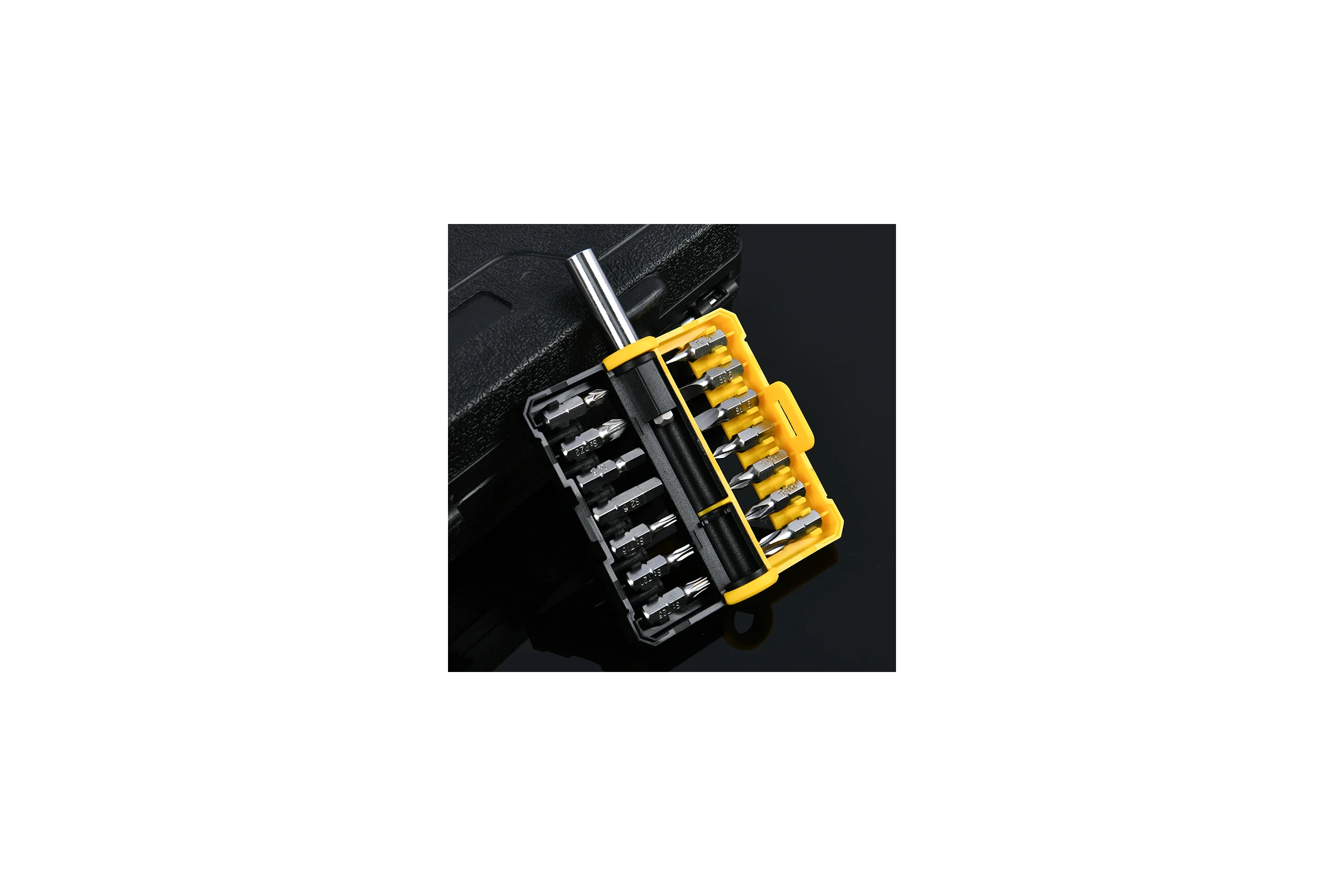 Набор бит DELI 14шт (SL4,SL5,SL6,PH0,PH1,PH2,PH3,T15,T20,T25,H5,H6,PZ1,PZ2), c держателем, сталь S2, пластиковый держатель 167609