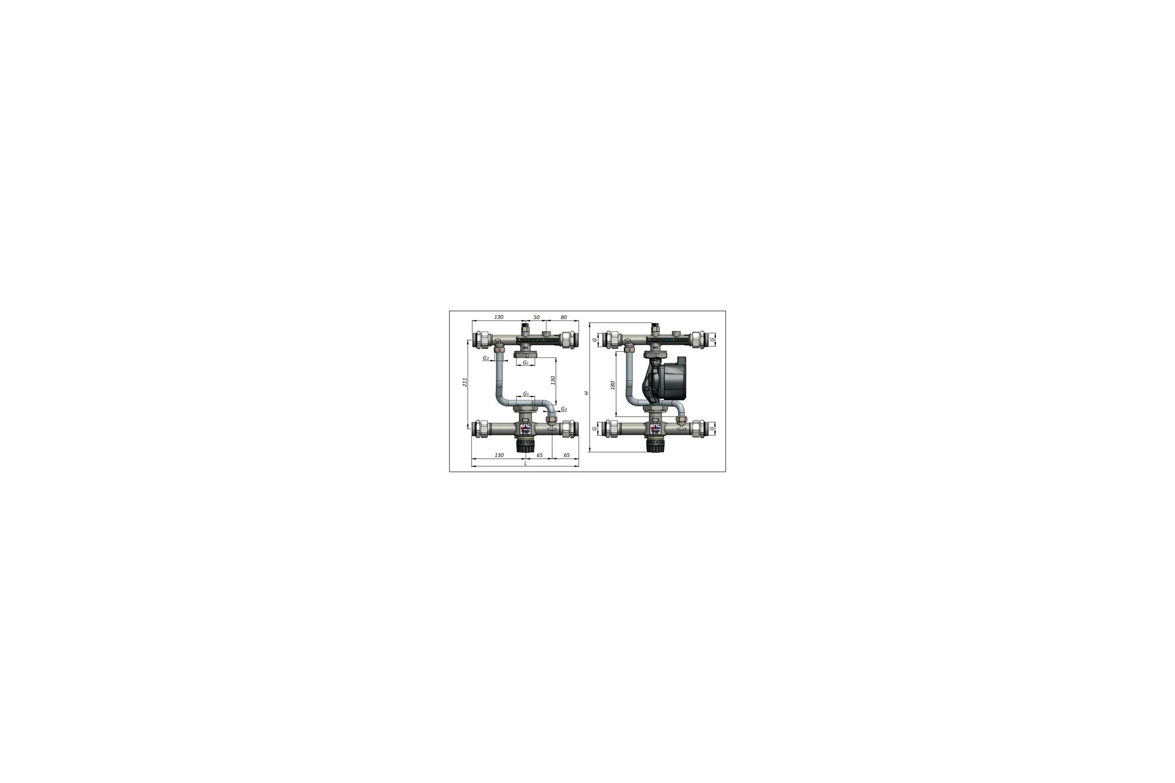 Насосно-смесительный узел с термостатическим клапаном STOUT SDG-0120-007000 RG008VBJO20LTU
