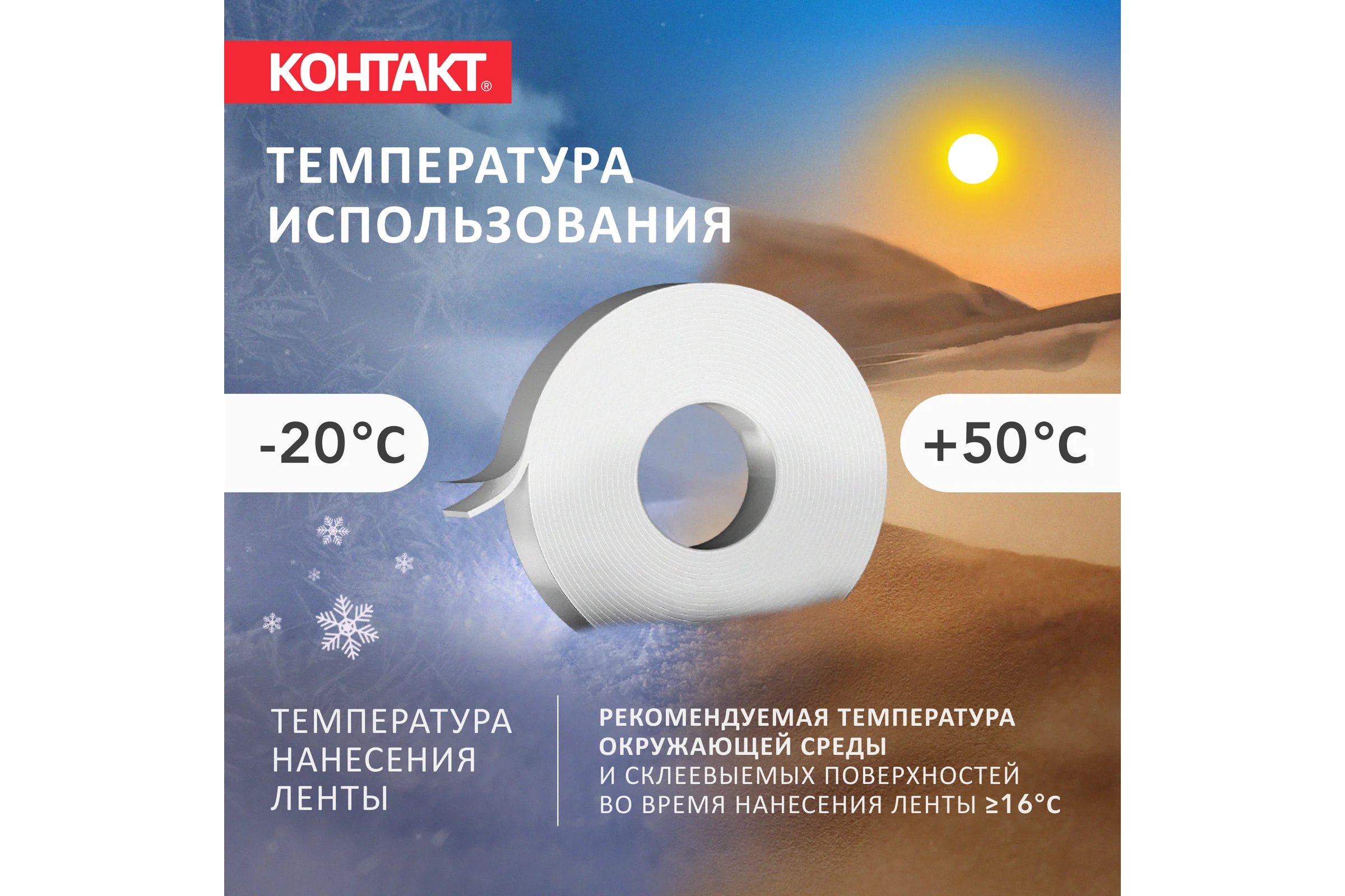 Монтажная клейкая лента двусторонняя Контакт белая, 19 мм х1,5 м 25936