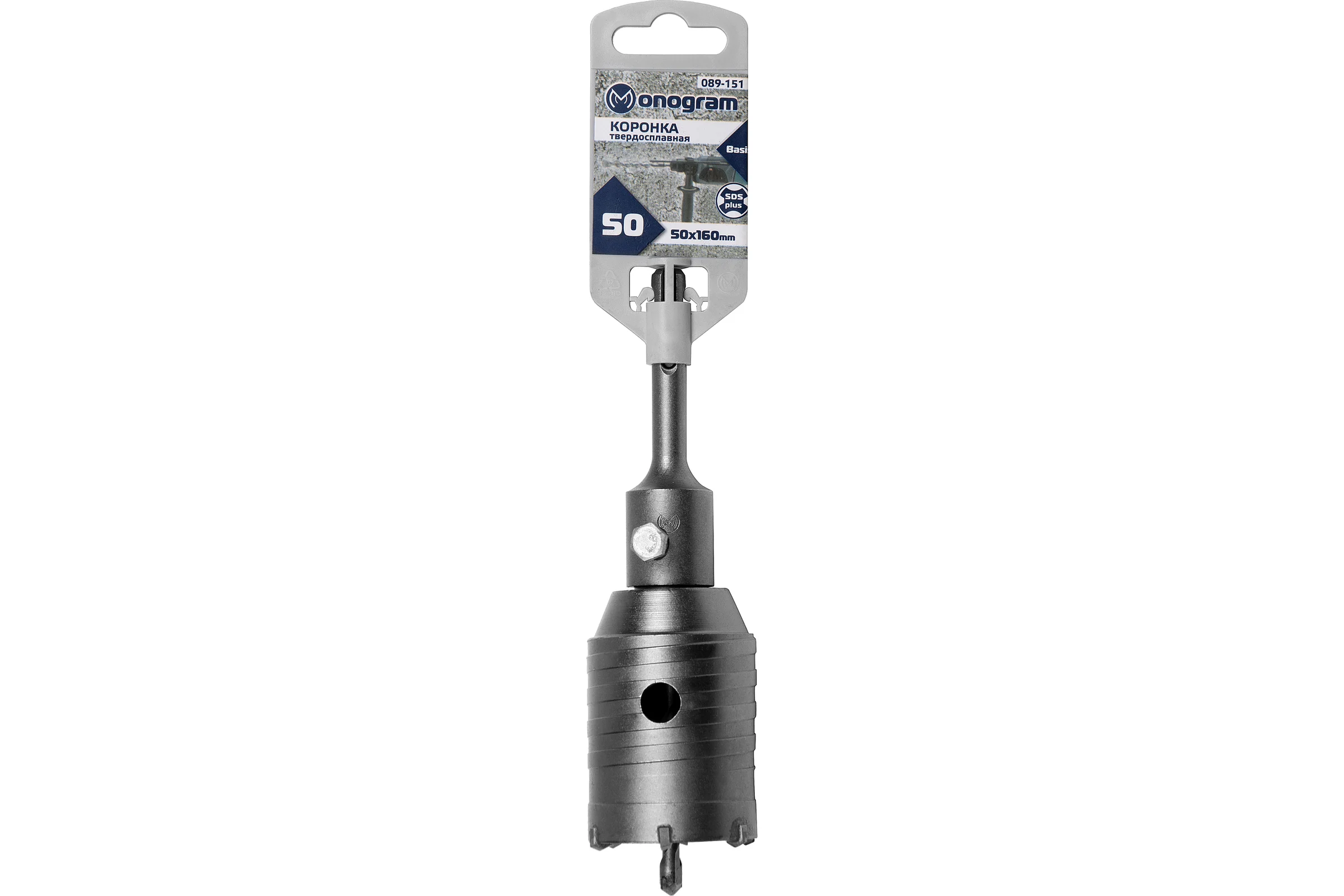 Коронка твердосплавная с адаптером по бетону Basis (50х50х160 мм; SDS-plus) Monogram 089-151