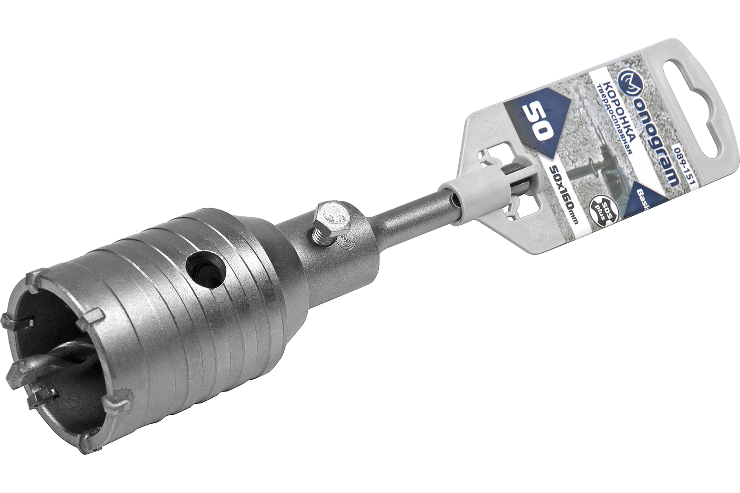 Коронка твердосплавная с адаптером по бетону Basis (50х50х160 мм; SDS-plus) Monogram 089-151