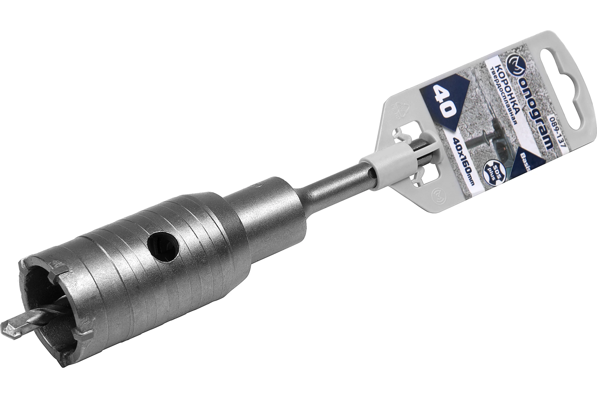 Коронка твердосплавная с адаптером по бетону Basis (40х50х160 мм; SDS-plus) Monogram 089-137