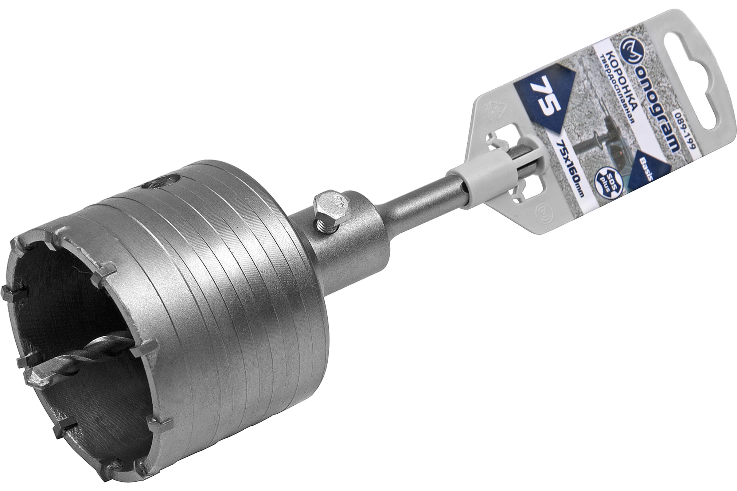 Коронка твердосплавная с адаптером по бетону Basis (75х50х160 мм; SDS-plus) Monogram 089-199