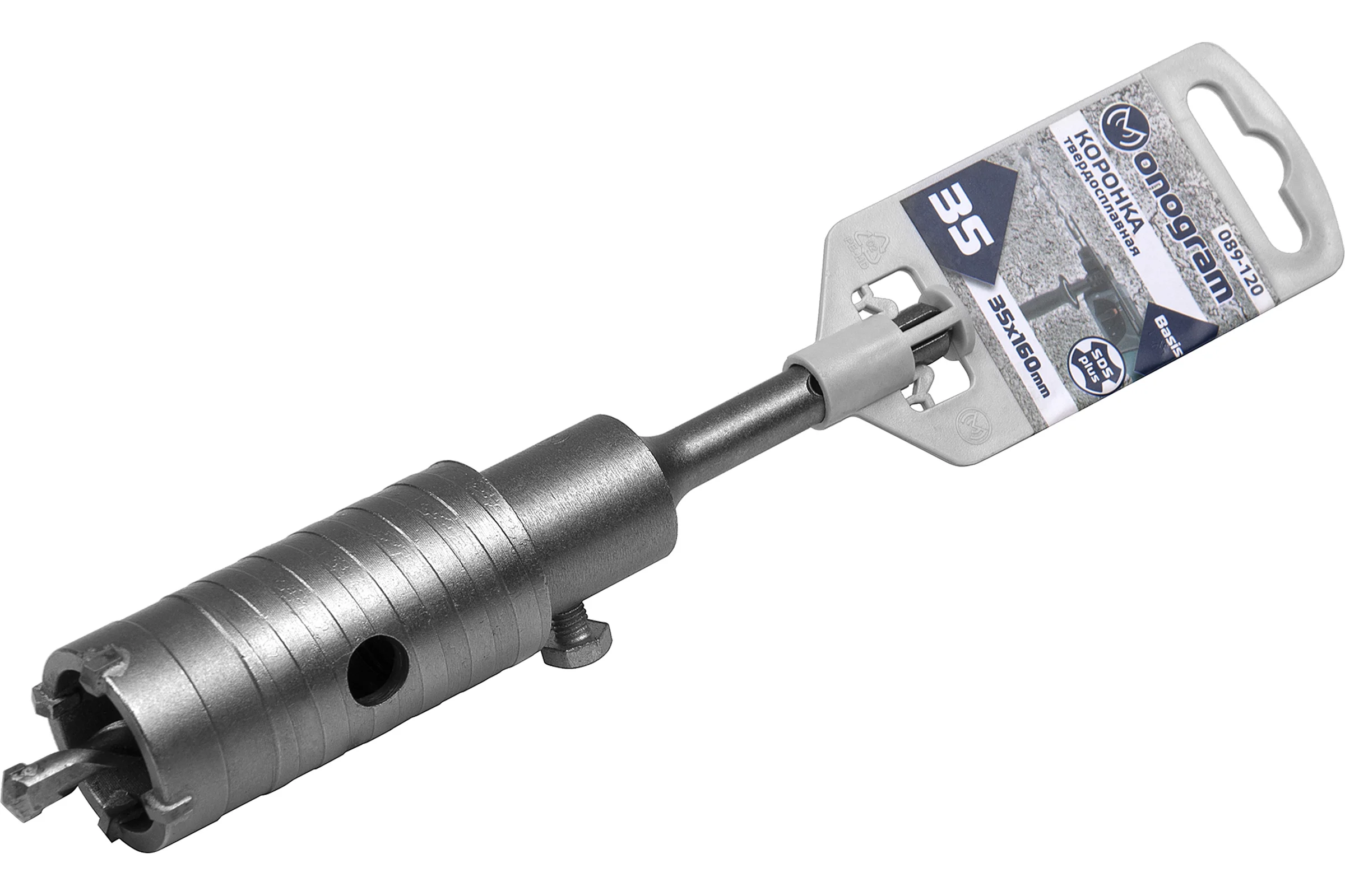 Коронка твердосплавная с адаптером по бетону Basis (35х50х160 мм; SDS-plus) Monogram 089-120