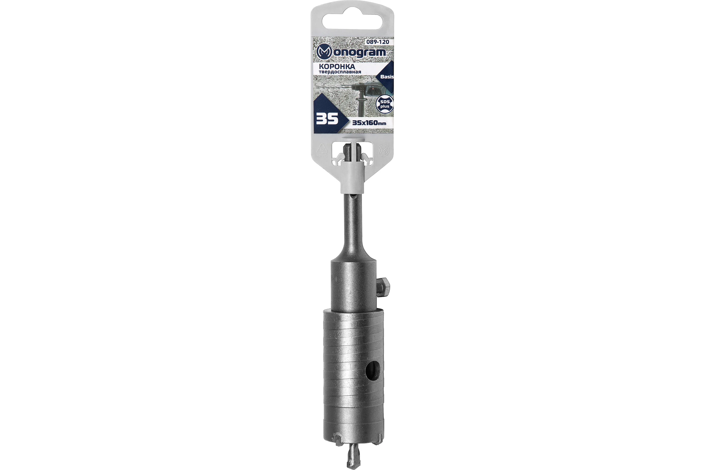 Коронка твердосплавная с адаптером по бетону Basis (35х50х160 мм; SDS-plus) Monogram 089-120