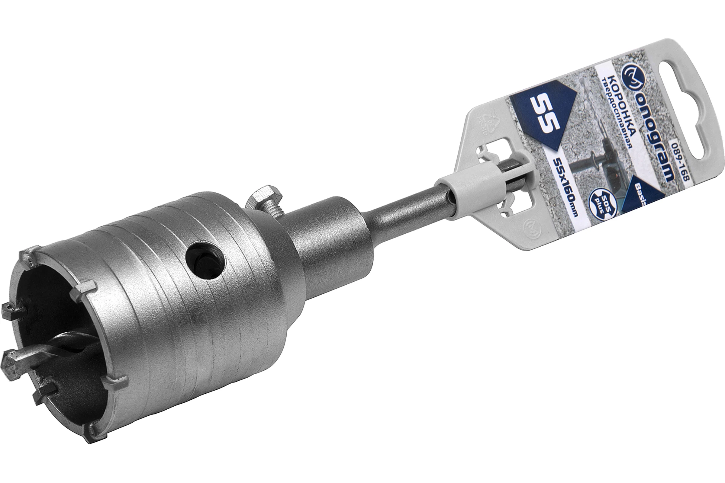 Коронка твердосплавная с адаптером по бетону Basis (55х50х160 мм; SDS-plus) Monogram 089-168