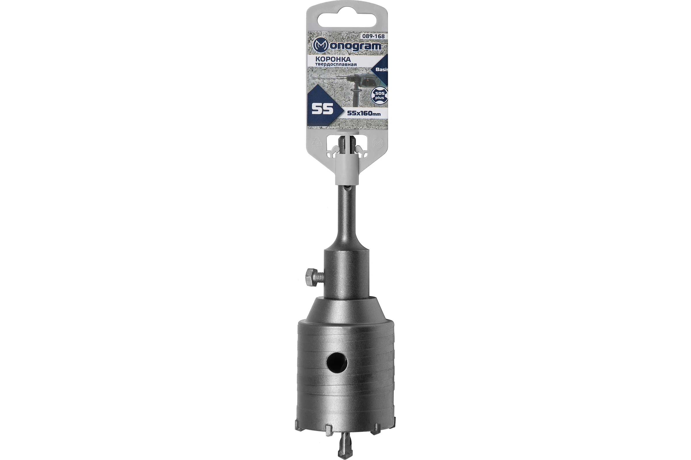 Коронка твердосплавная с адаптером по бетону Basis (55х50х160 мм; SDS-plus) Monogram 089-168