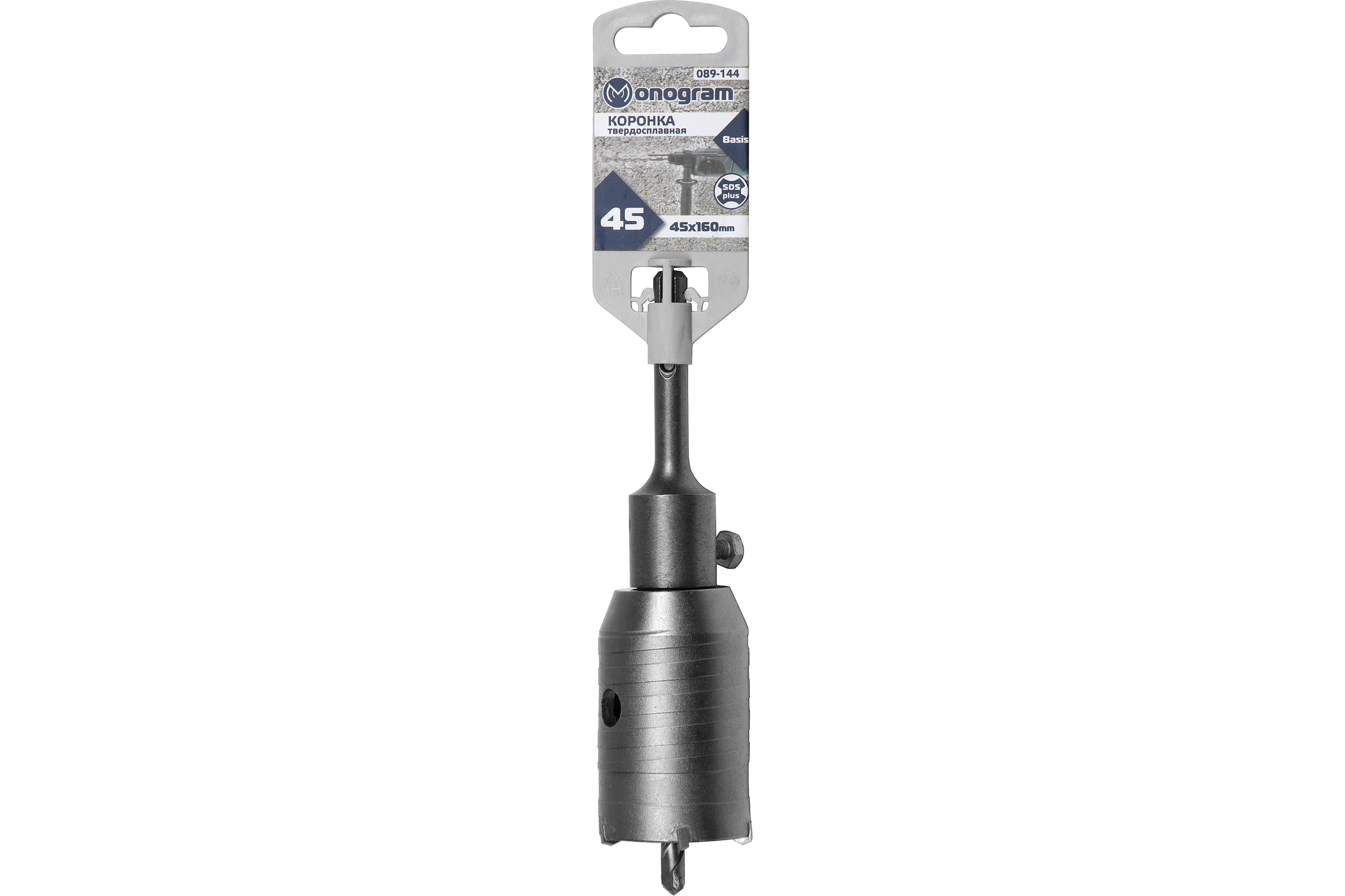 Коронка твердосплавная с адаптером по бетону Basis (45х50х160 мм; SDS-plus) Monogram 089-144
