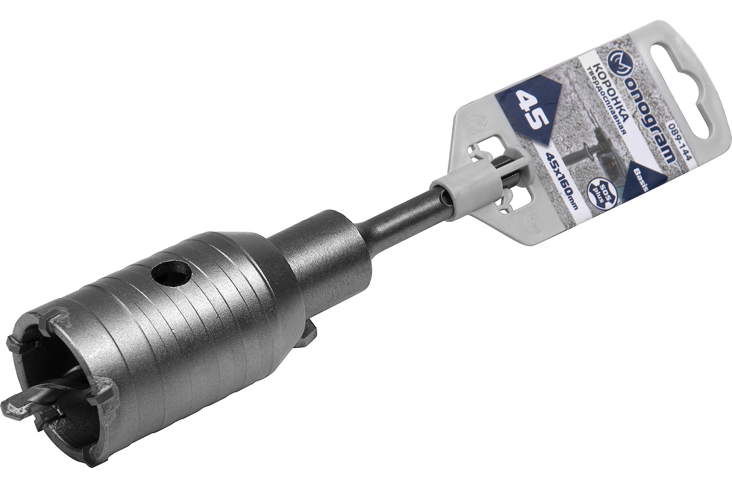 Коронка твердосплавная с адаптером по бетону Basis (45х50х160 мм; SDS-plus) Monogram 089-144