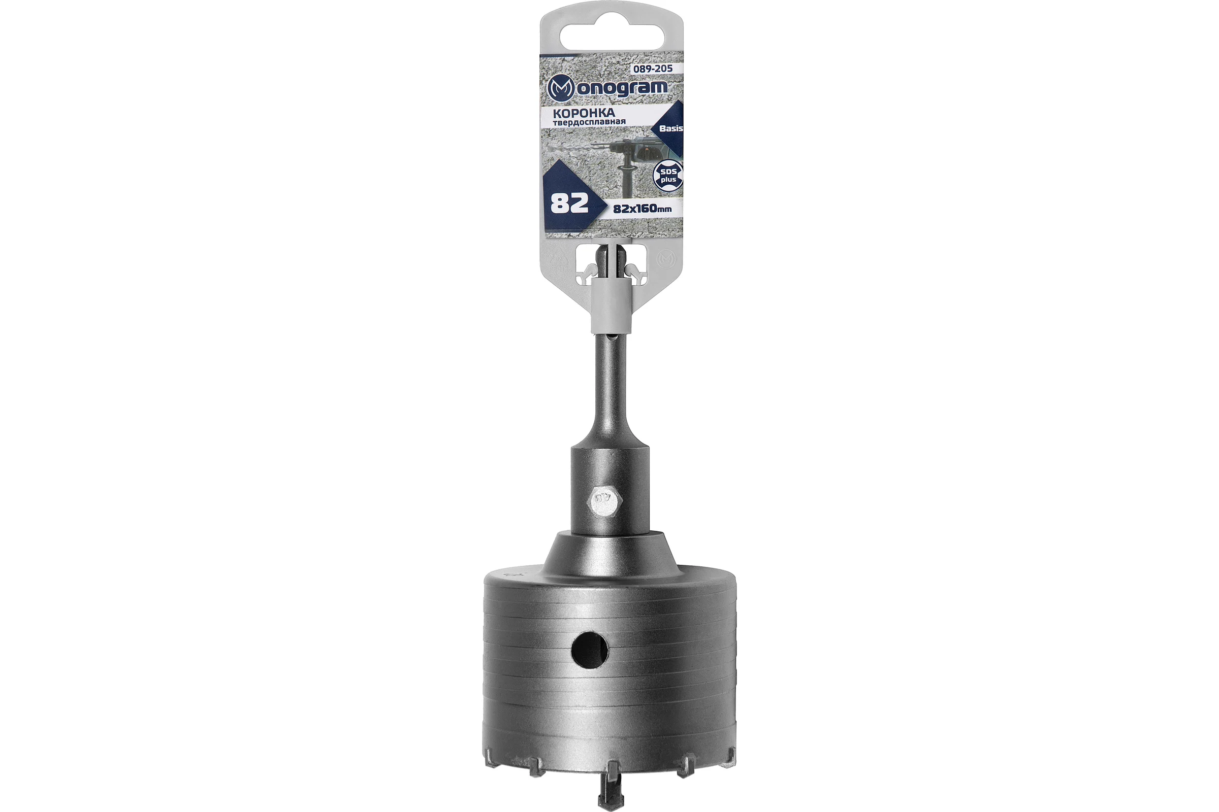 Коронка твердосплавная с адаптером по бетону Basis (82х50х160 мм; SDS-plus) Monogram 089-205