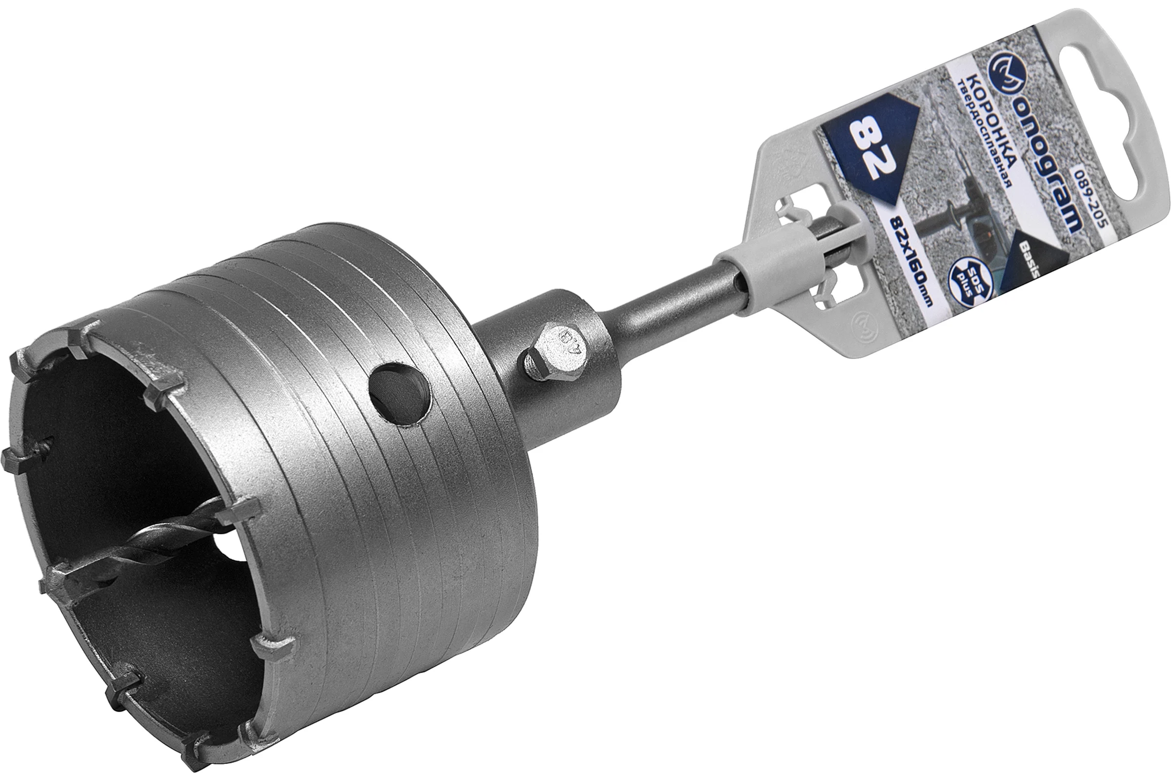 Коронка твердосплавная с адаптером по бетону Basis (82х50х160 мм; SDS-plus) Monogram 089-205