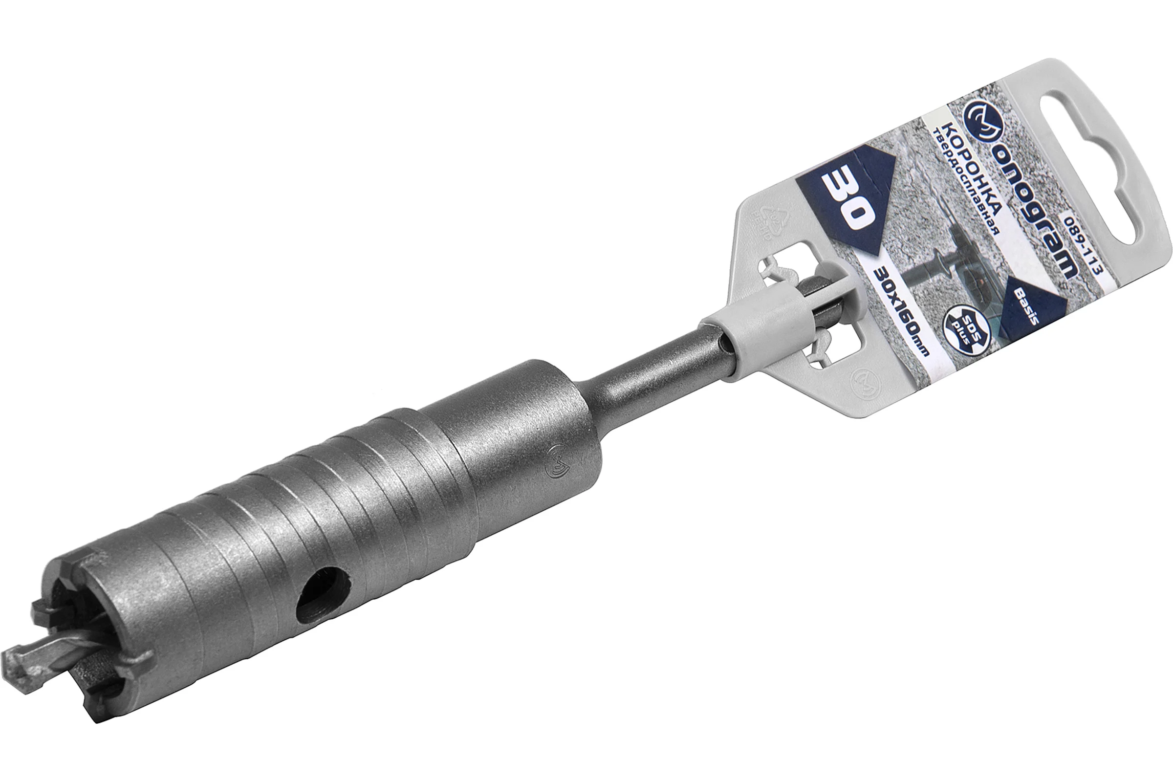 Коронка твердосплавная с адаптером по бетону Basis (30х50х160 мм; SDS-plus) Monogram 089-113