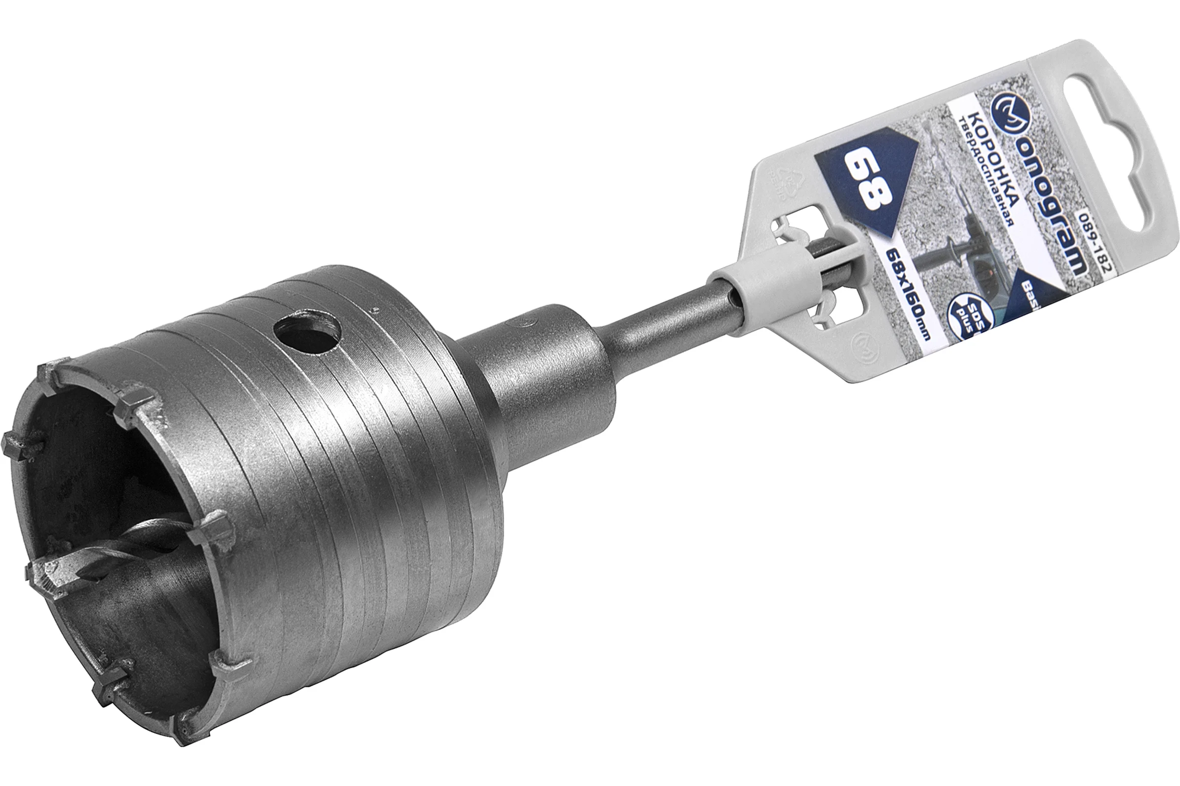 Коронка твердосплавная с адаптером по бетону Basis (68х50х160 мм; SDS-plus) Monogram 089-182