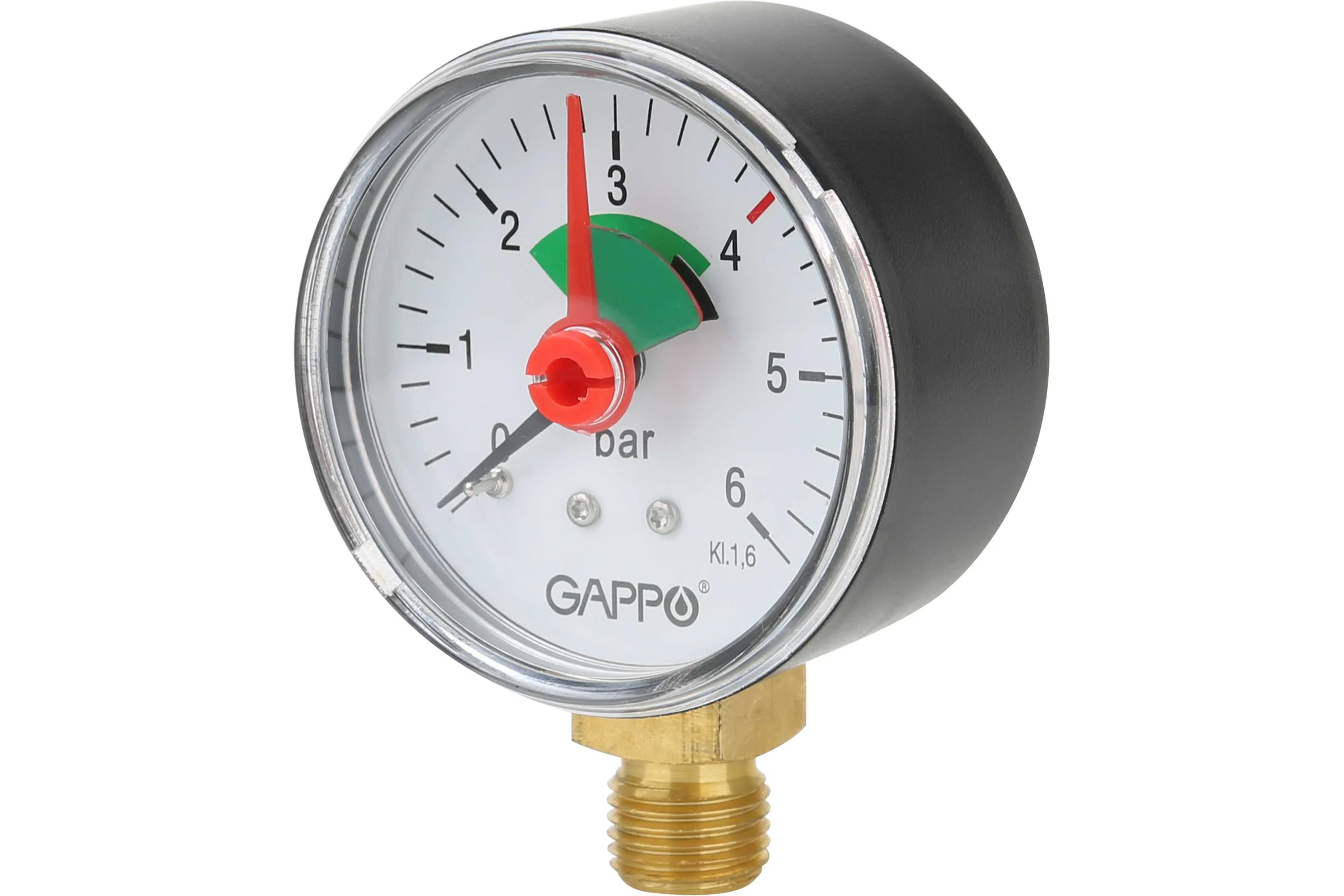 Манометр аксиальный с указателем предела Gappo 1/4" x 6 бар (уп. из 10 шт.) G1471.6
