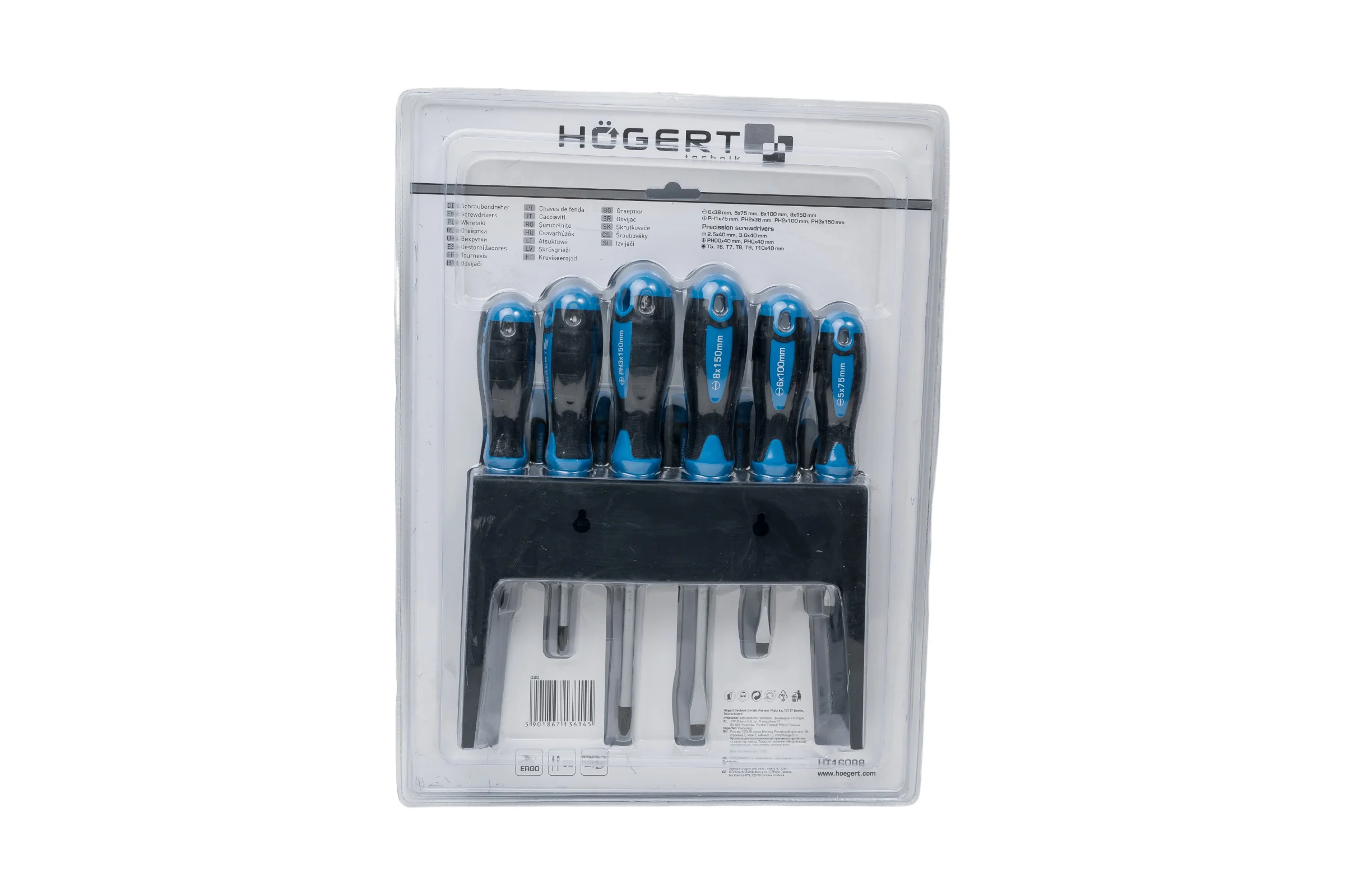 Набор отверток HOEGERT TECHNIK 18 шт, сталь S2 HT1S098