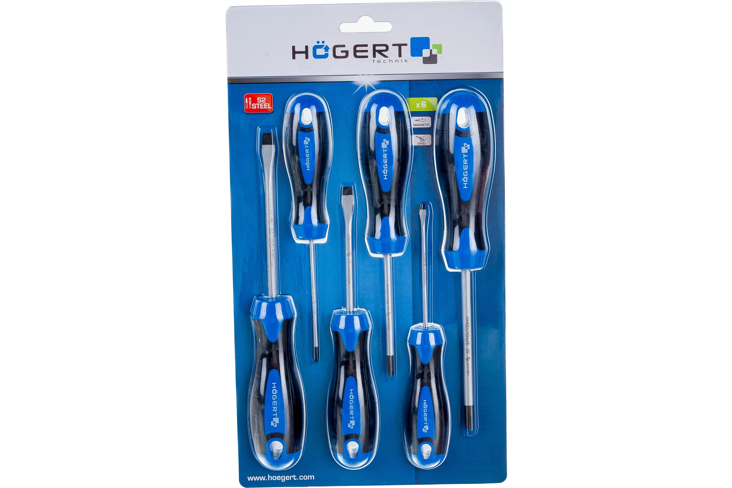 Набор отверток HOEGERT TECHNIK 6 шт, сталь S2 HT1S095