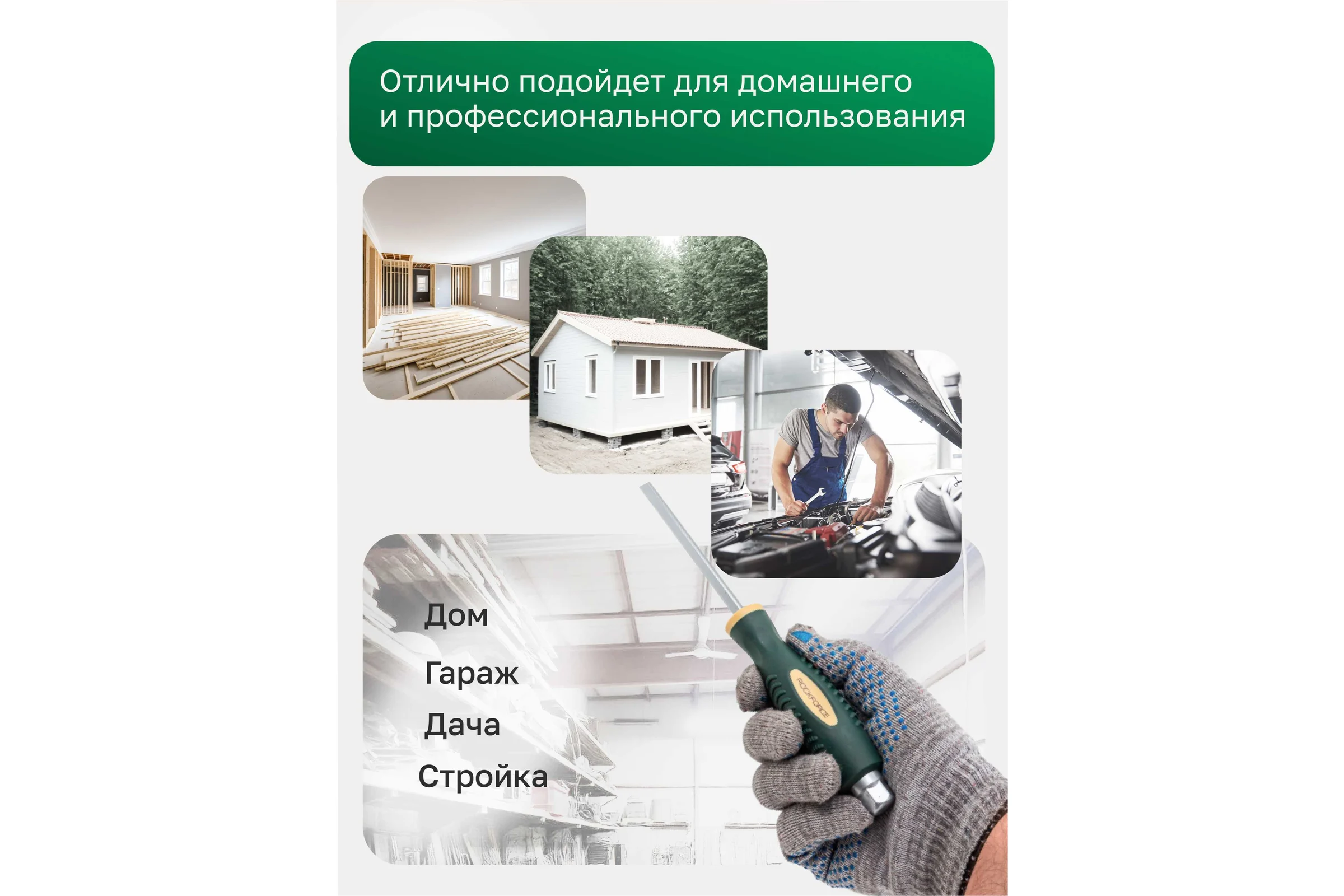 Набор отверток магнитных Rockforce 6 предметов (SL:5.5х40,6.5х100мм; PH:1х40,2х150мм; силовые: SL6.5х150, РН2х100мм)в блистере RF-7006B(60405)