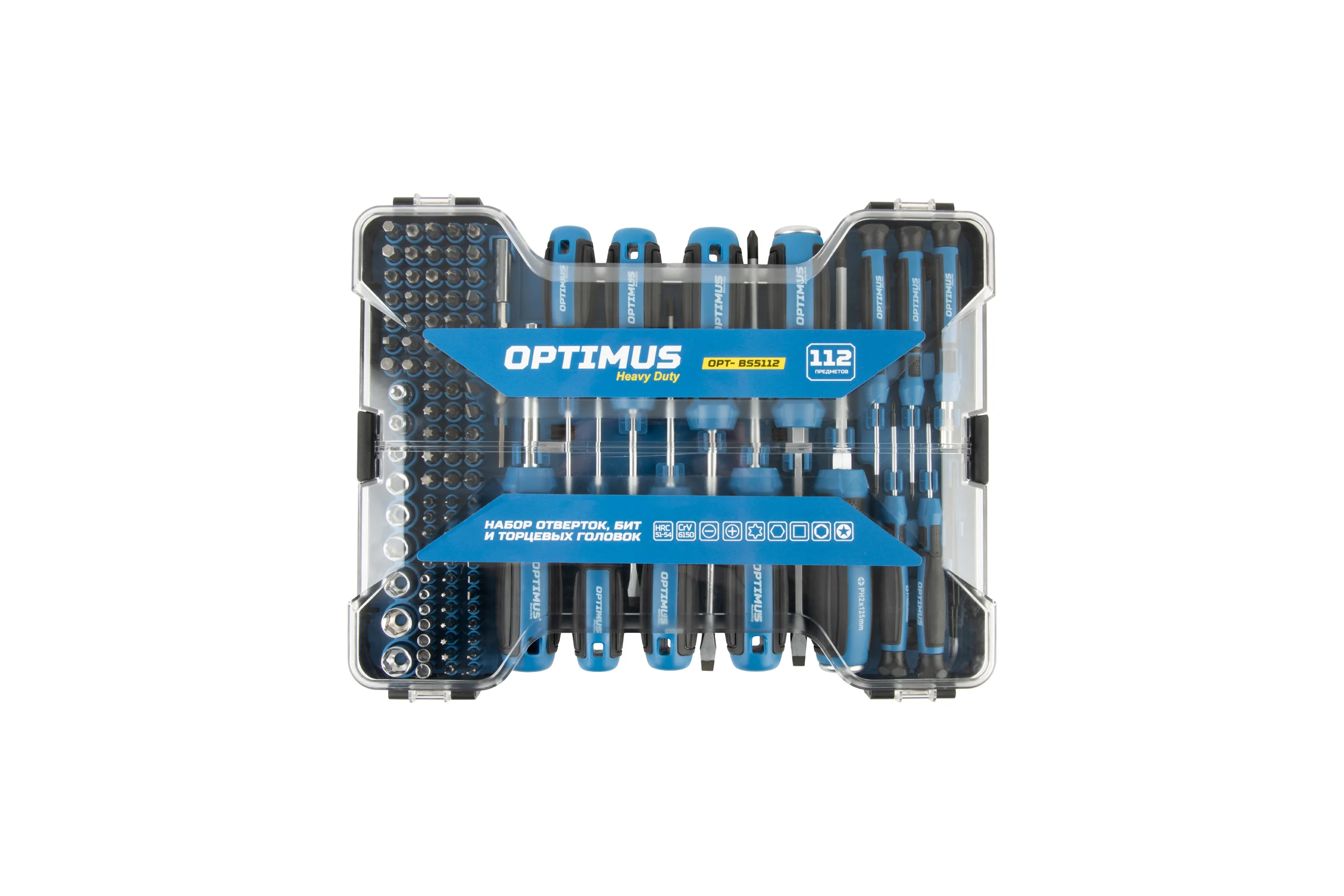 Набор отверток, бит и торцевых головок OPTIMUS 112 предм. OPT-BS5112
