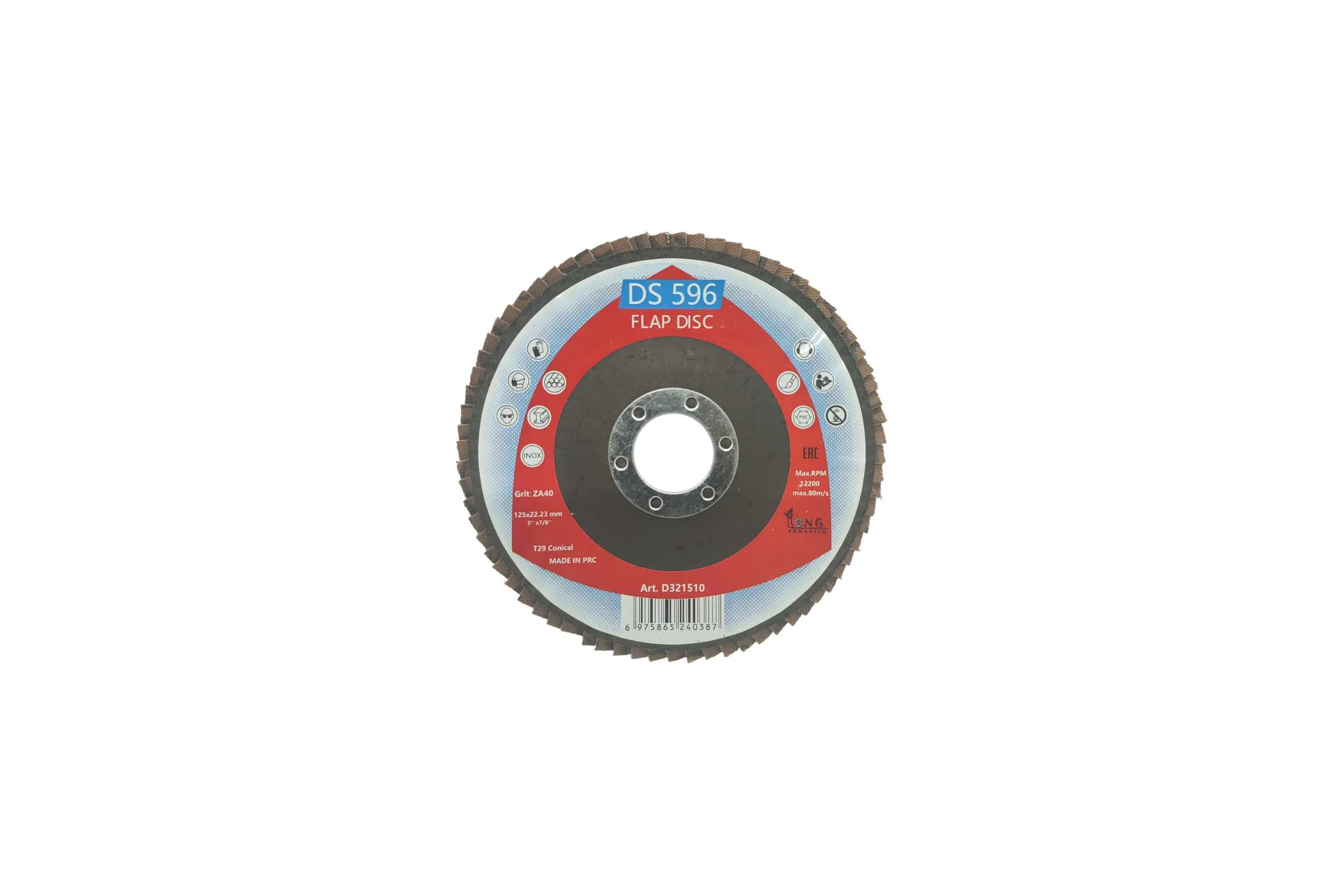 Лепестковый тарельчатый круг DS596 125x22,23мм Р40 T29 Конический D321510 Long Abrasive