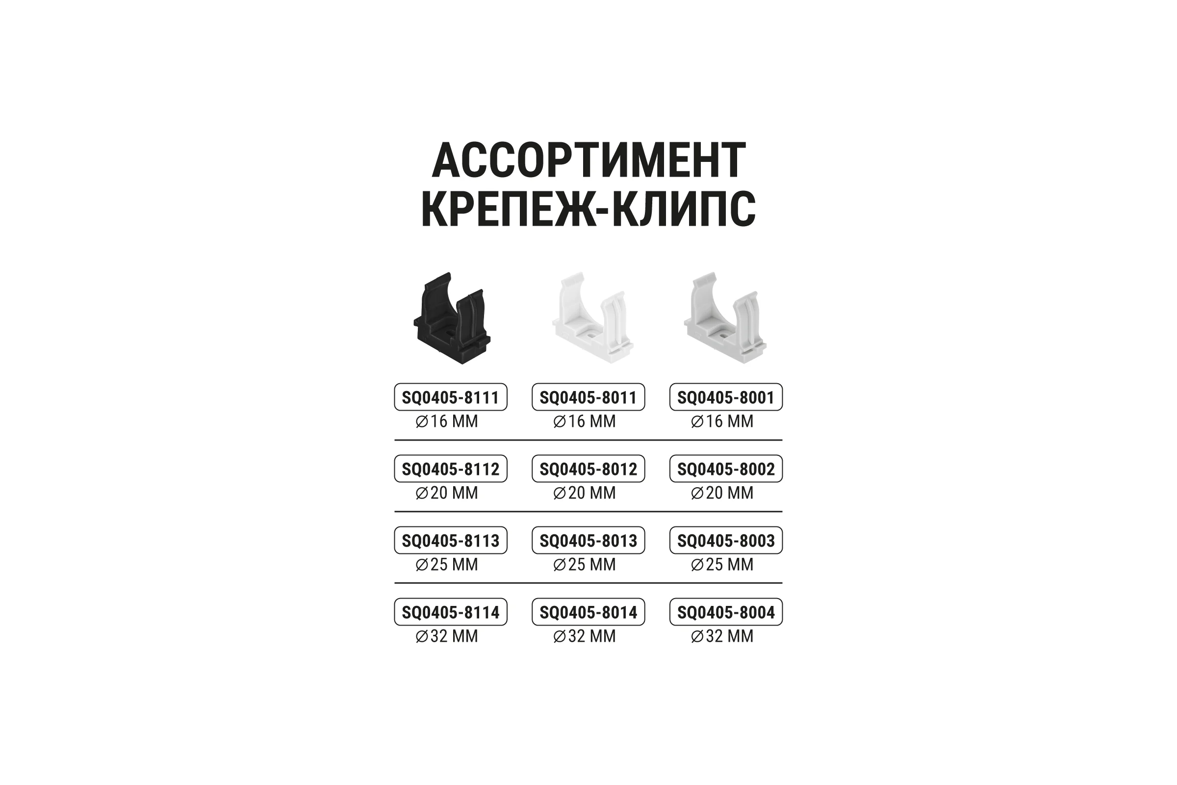 Крепеж-клипса TDM ELECTRIC для трубы 16 мм, для прямого монтажа, 100 шт. черная TDM ELECTRIC SQ0405-8111