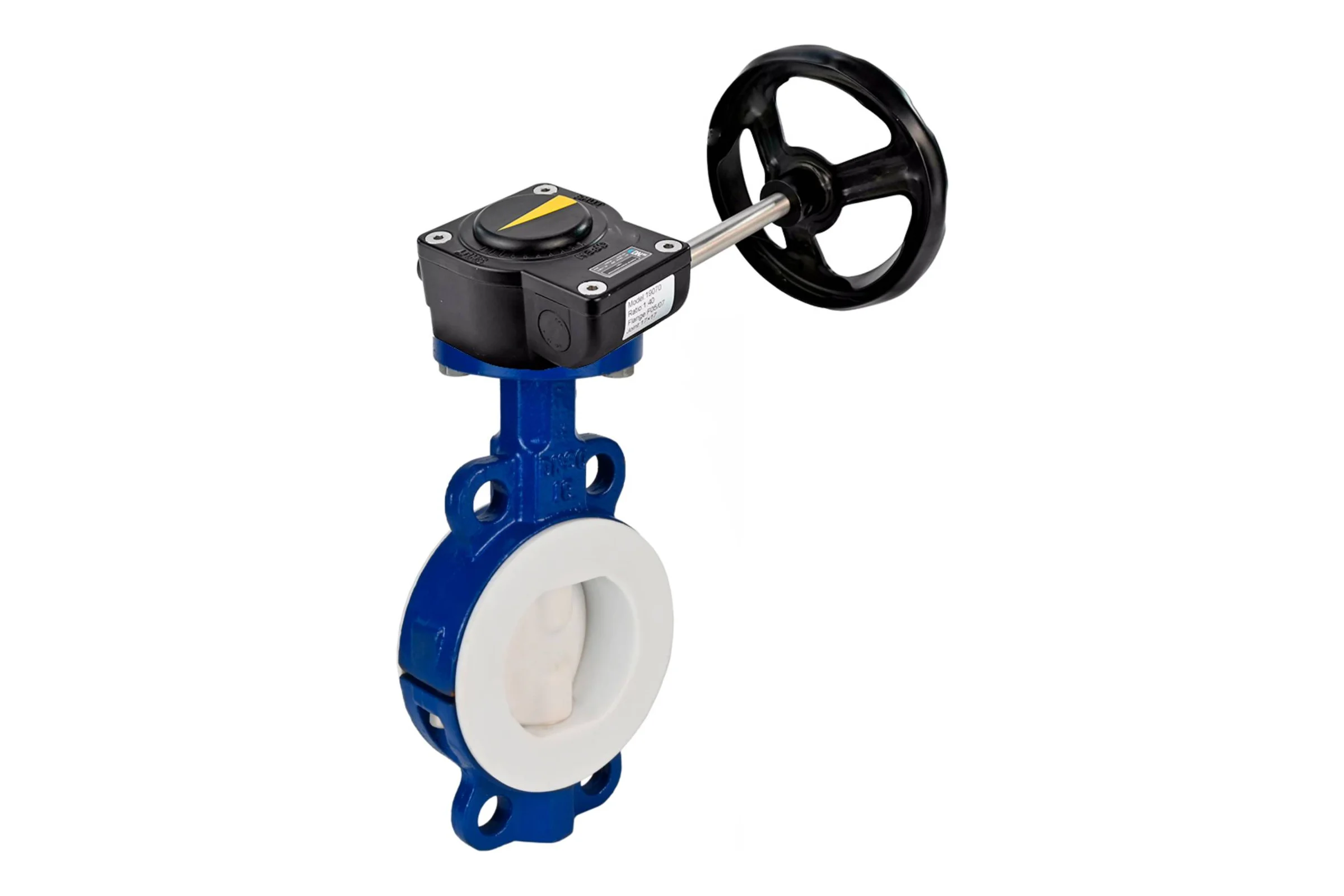 Затвор DN.ru дисковый WCB-WCB-PTFE-PTFE-Fb-R Ду250 Ру16 футерованный с редуктором HAM-4 D050-59294