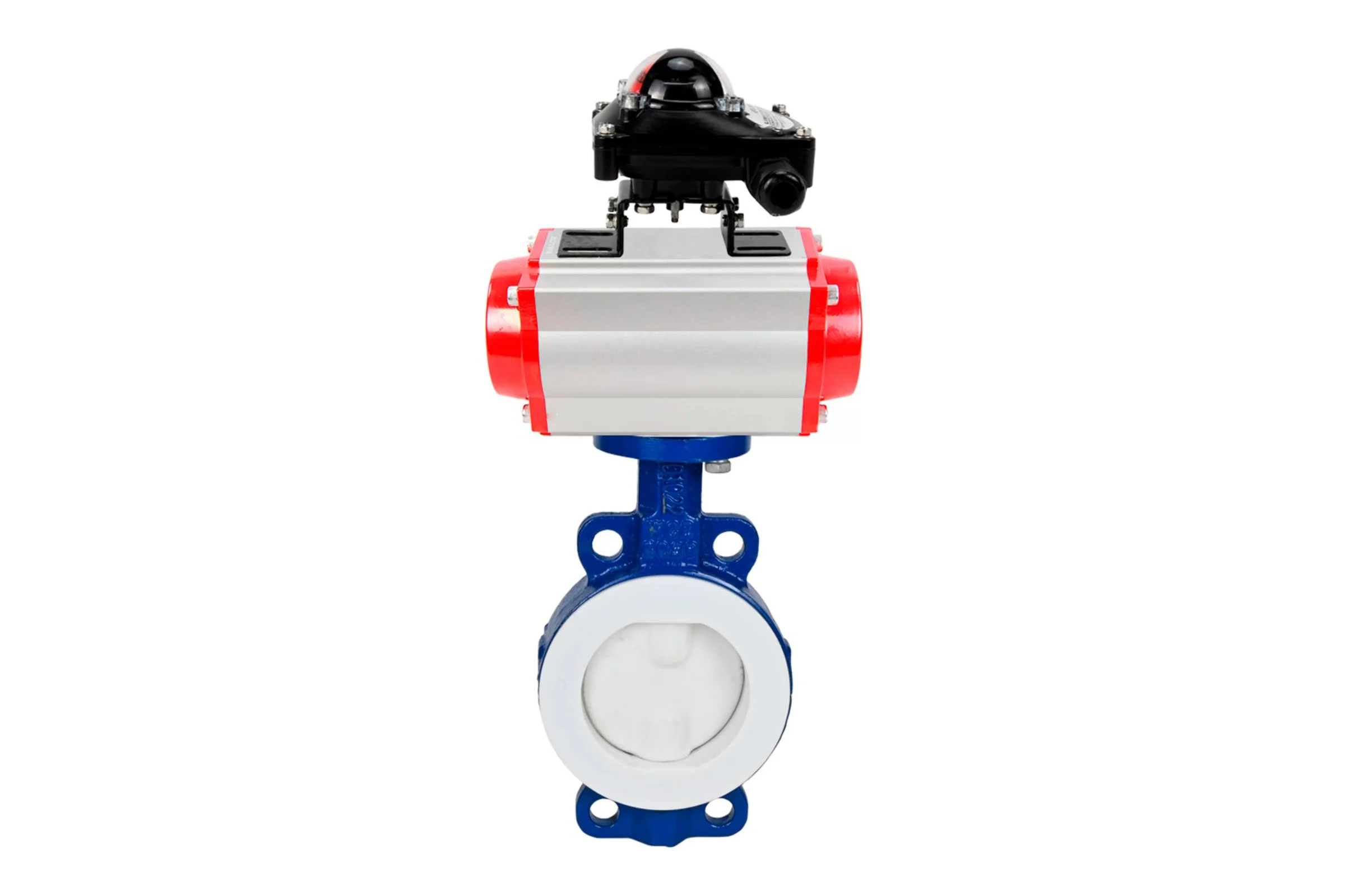 Затвор DN.ru WCB-WCB-PTFE-PTFE-Fb-R Ду250 Ру16 футерованный с пневмоприводом, БКВ D050-59674