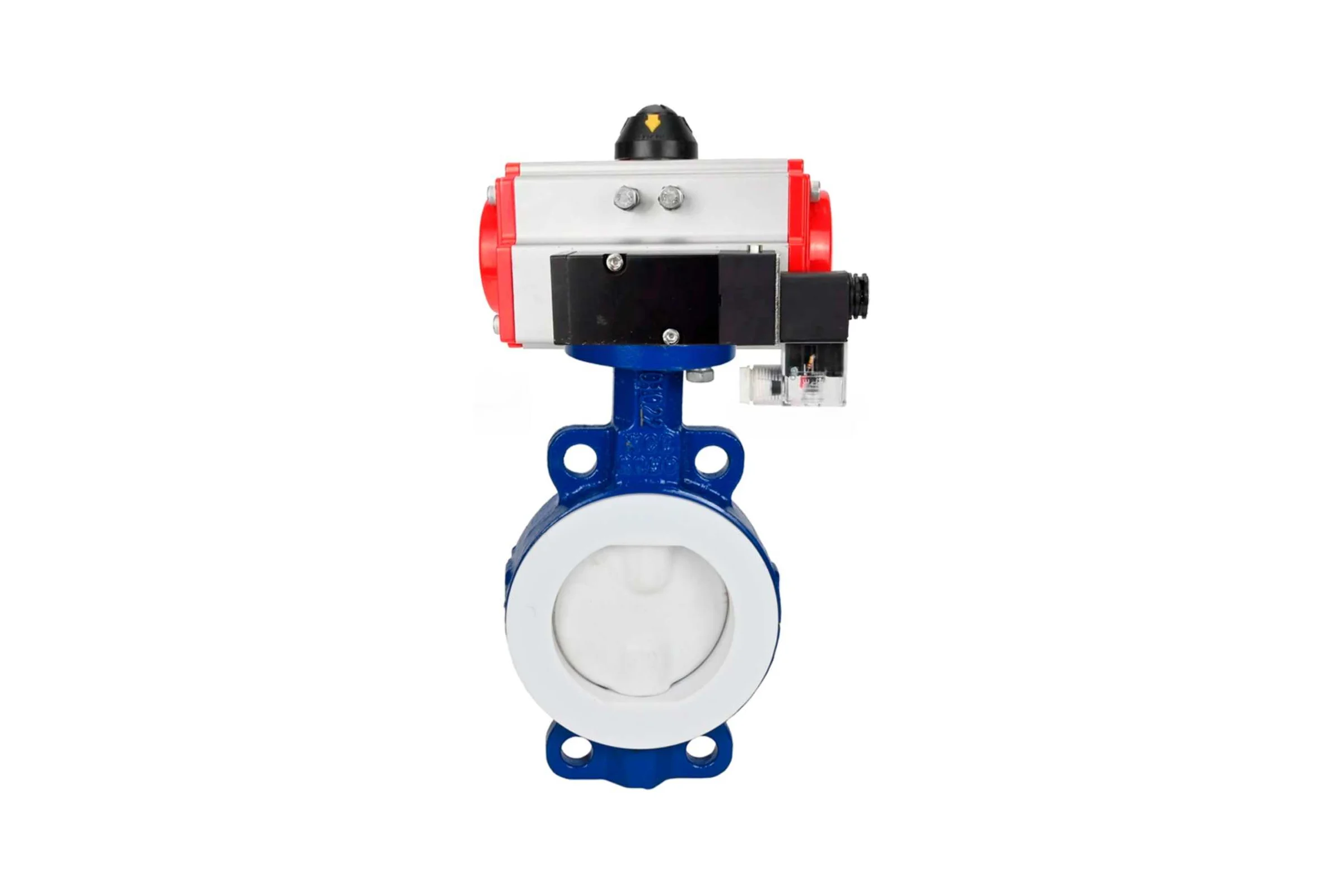 Затвор DN.ru WCB-WCB-PTFE-PTFE-Fb-R Ду250 Ру16 с пневмоприводом, пневмораспределителем D050-59418