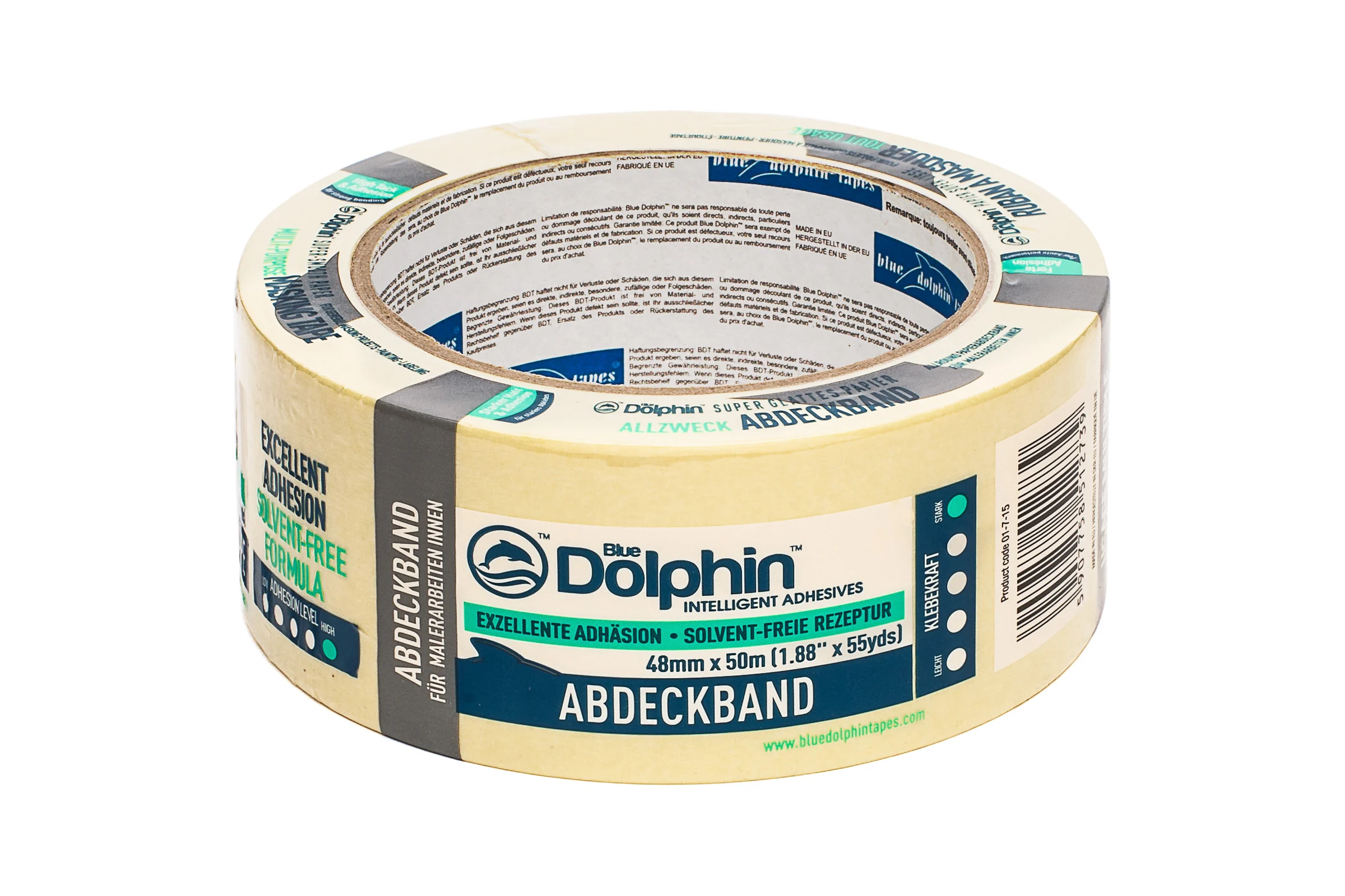 Малярная лента Blue Dolphin Masking Tape сильная адгезия, ровный край, 48мм х 50м 01-7-15 ST627