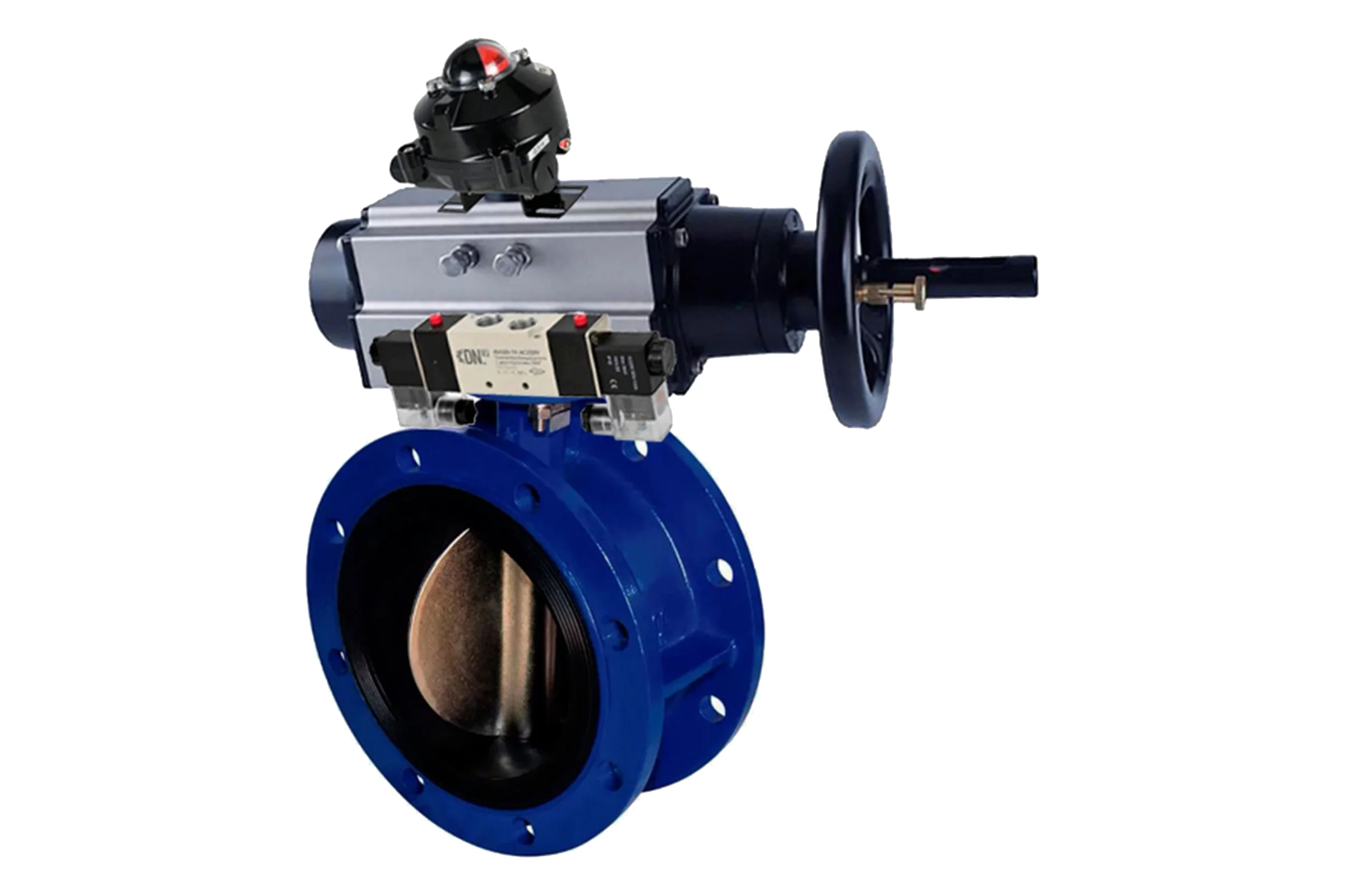 Затвор DN.ru GGG40-304-EPDM-2W-F Ду100 Ру16 пневмопривод, пневмораспределитель, БКВ D050-65335