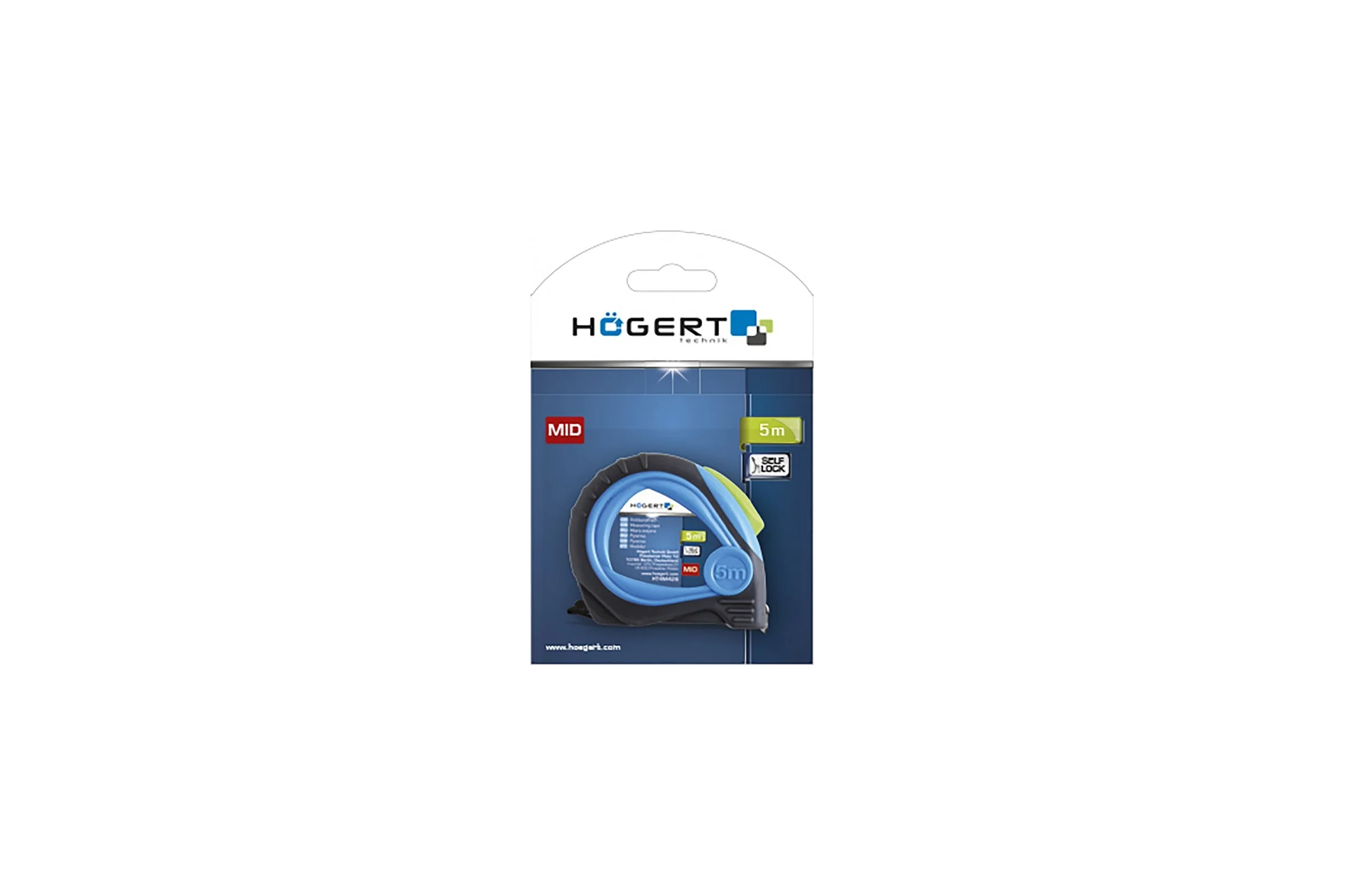 Рулетка HOEGERT TECHNIK 5 м, 25 мм, MID, покрыта нейлоном, стопор ленты HT4M426