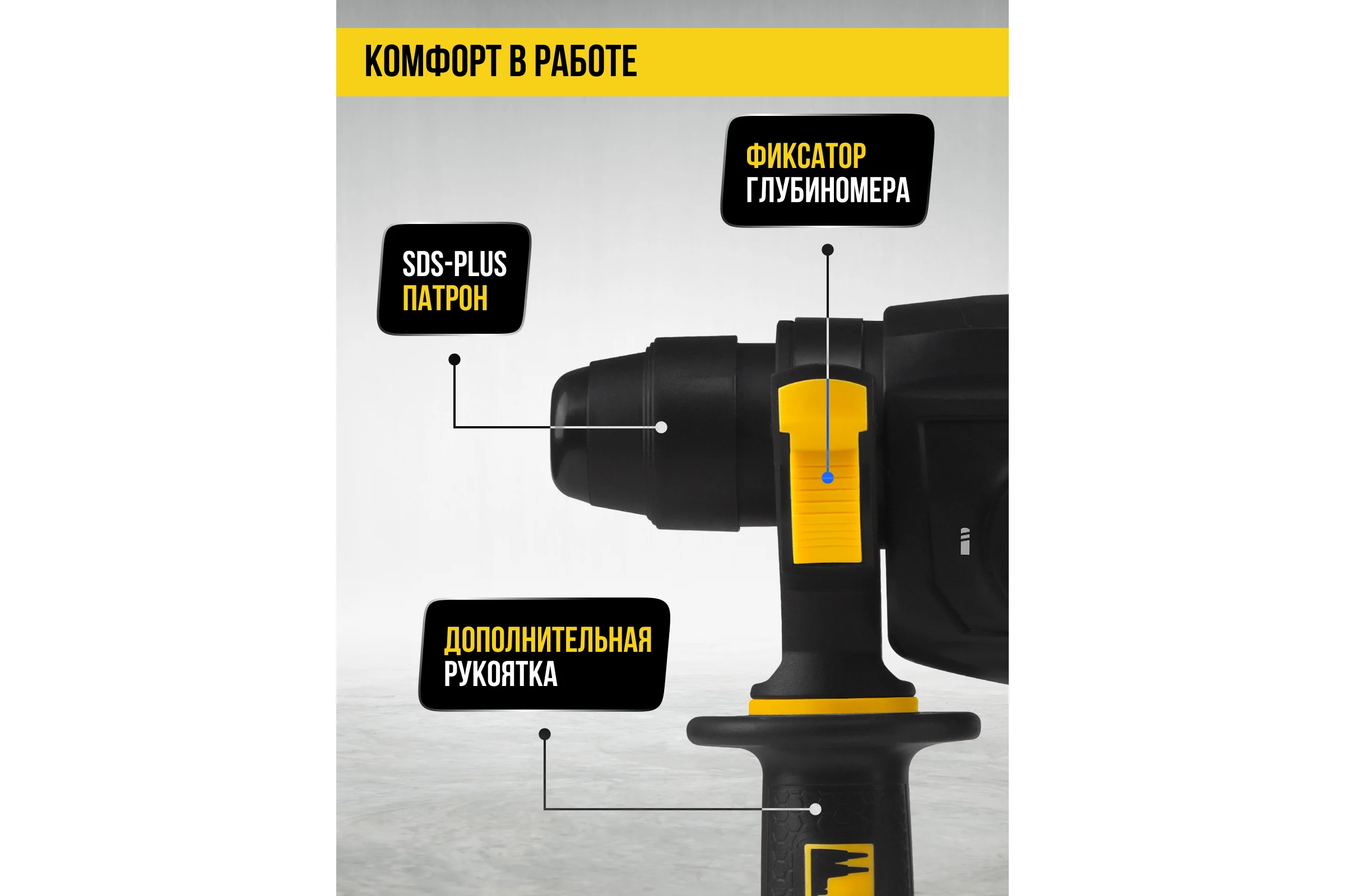 Перфоратор Kolner SDS-PLUS, 20 мм, горизонт, 650Вт, KBH 3-20K, 3 режима, 2.1Дж, 0-1800об/мин, 0-5900уд/мин, кабель 2м 8030300304