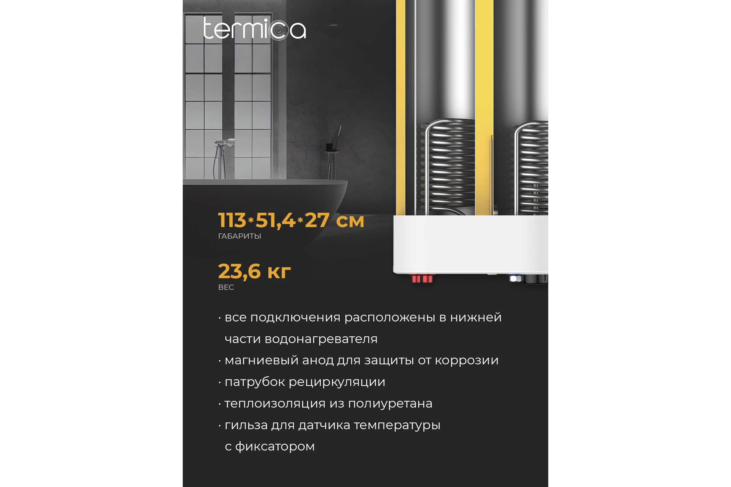 Комбинированный водонагреватель Termica AMET 100 SX 85111510