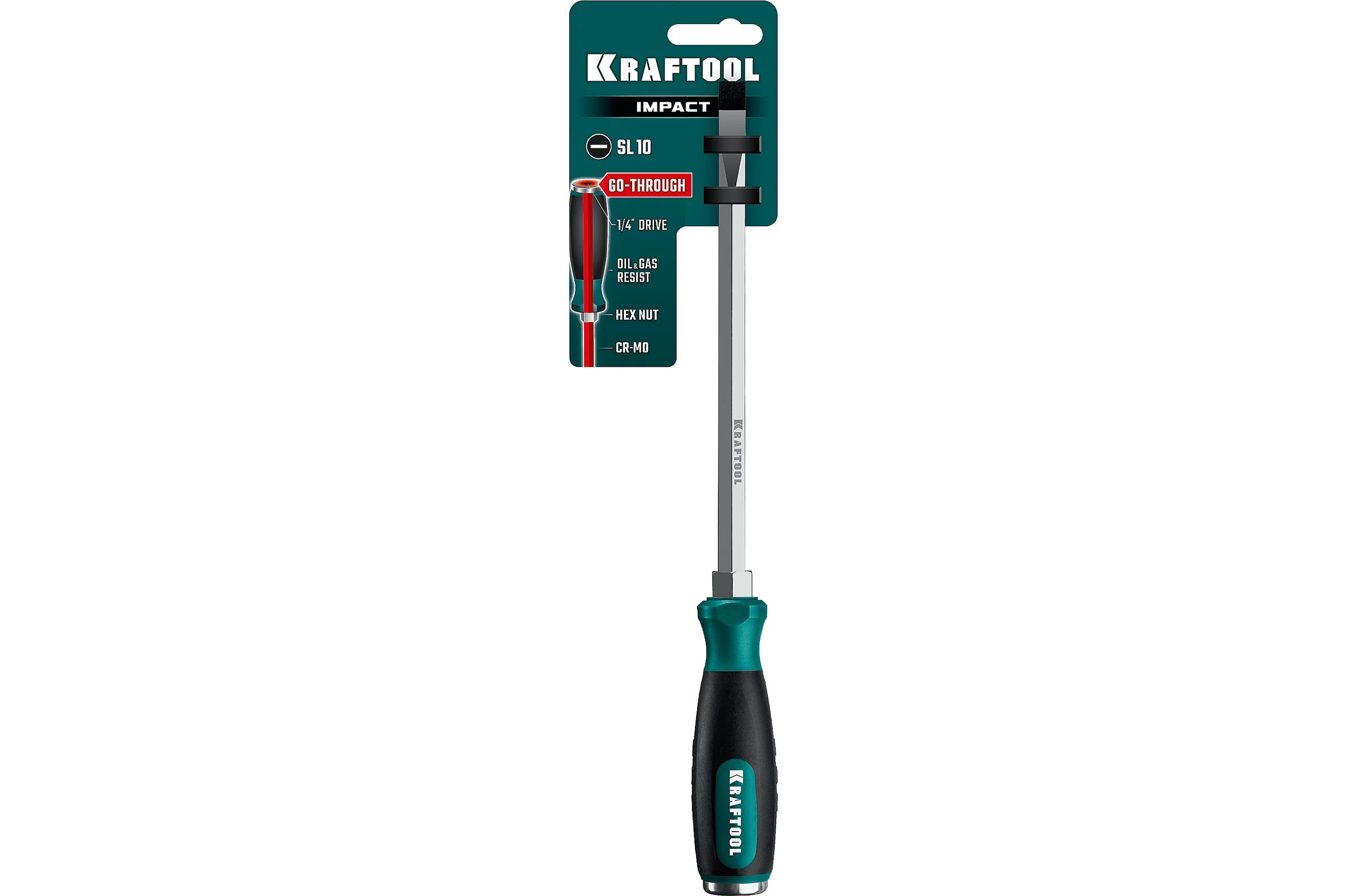 Ударная отвертка KRAFTOOL Impact SL 10, сквозной стержень Cr-Mo 250033-10