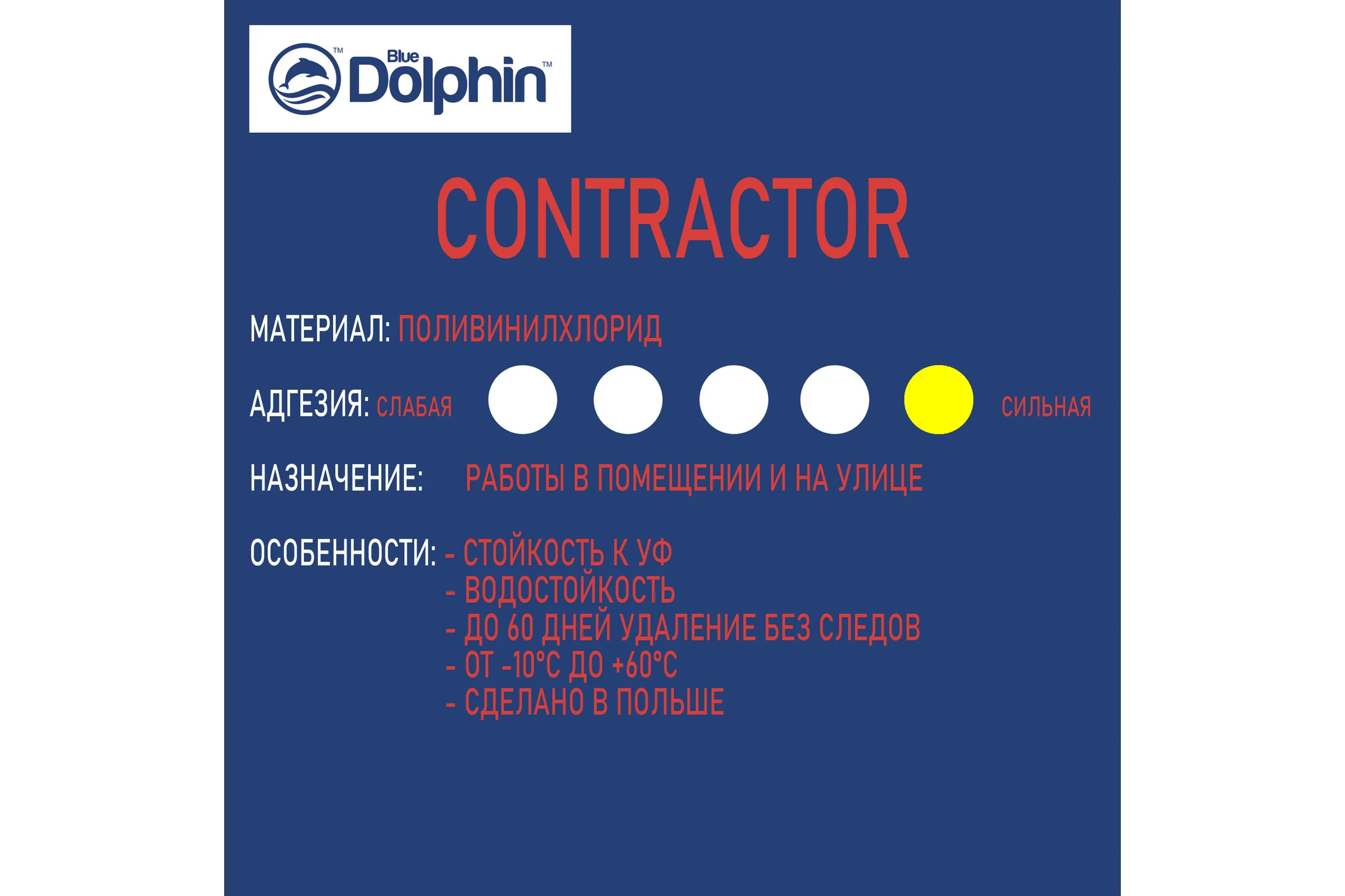 Малярная лента Blue Dolphin Contractor 48мм х 50м 02-1-01-EN BDN