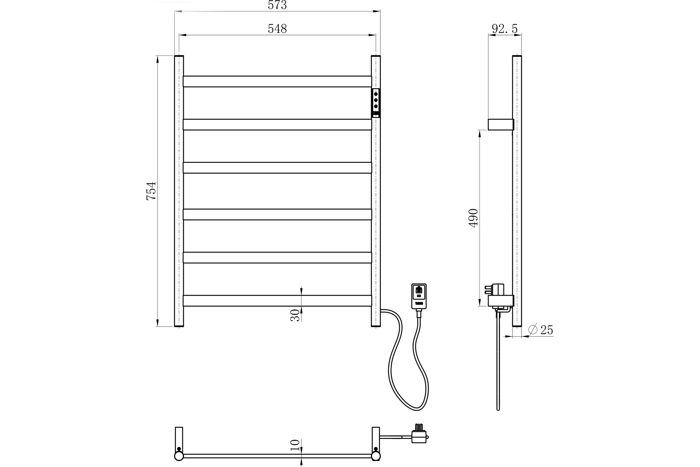 Электрический полотенцесушитель Wonzon & Woghand черный матовый WW-A405-MB
